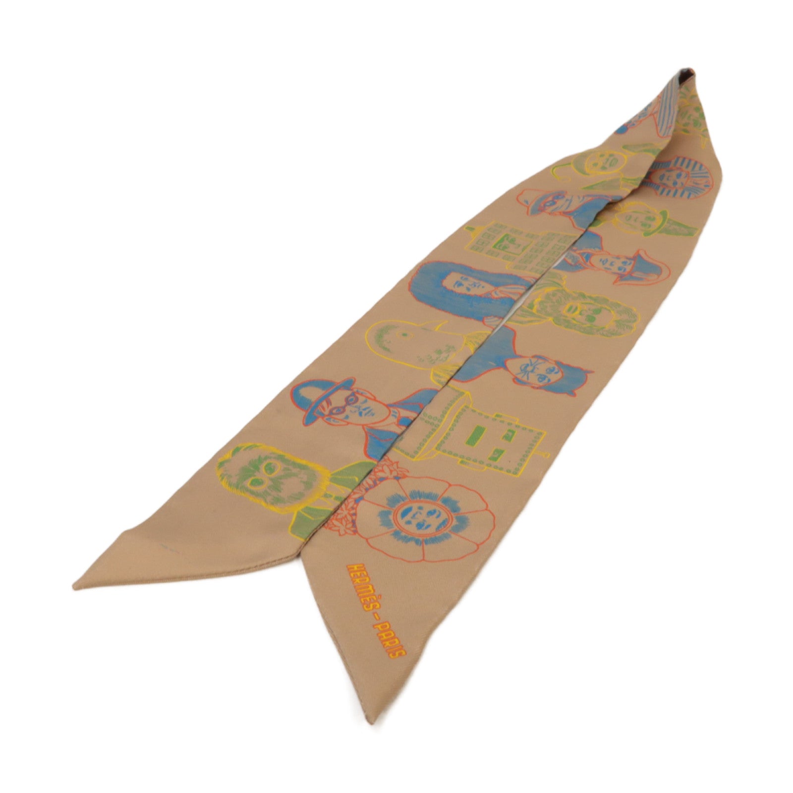 HERMES 【激減優惠】絲質Twilly絲巾金色/彩色