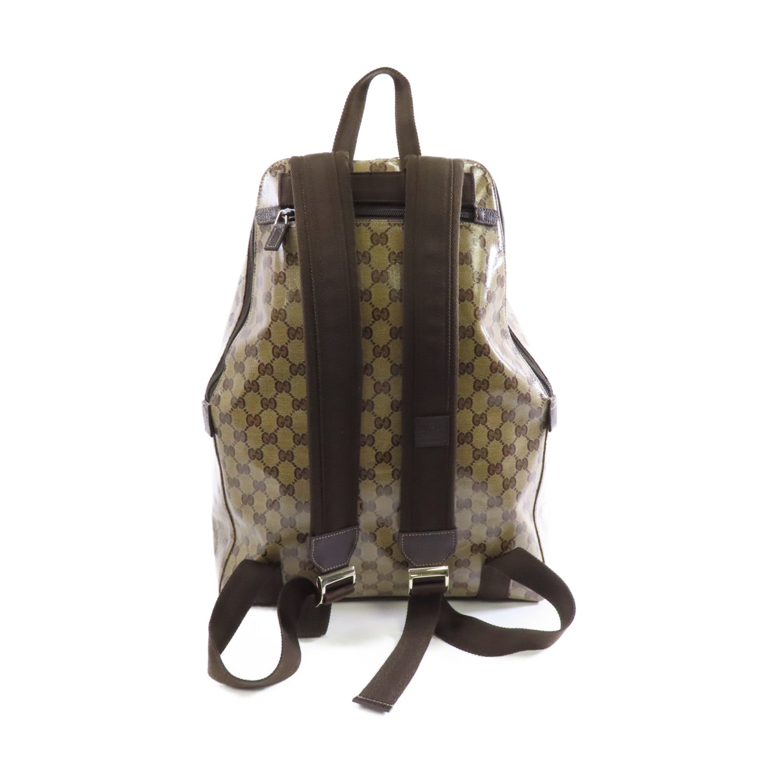 GUCCI 塗層帆布Backpack金扣背包棕色