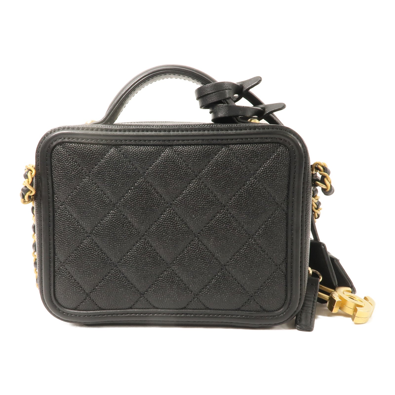 CHANEL 牛皮皮革Vanity Case 17cm鏈帶手挽肩背兩用袋
