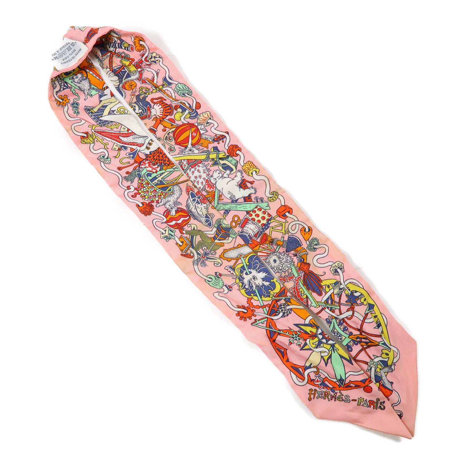 HERMES 絲質Scarf絲巾粉紅色/彩色