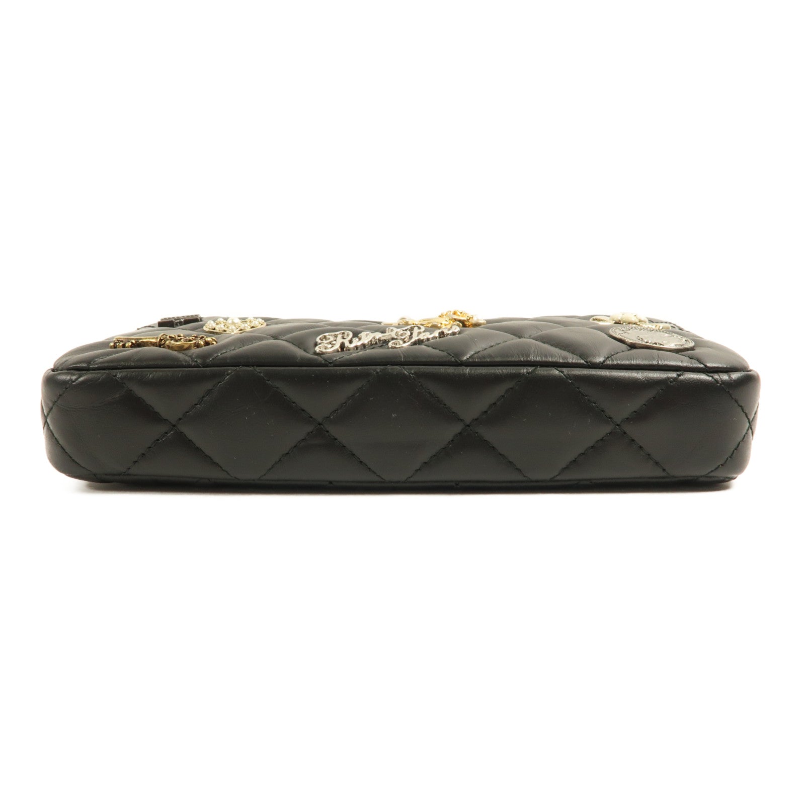 CHANEL 牛皮皮革Lucky Charm 2.55 Clutch with Chain金扣鏈帶肩背袋黑色