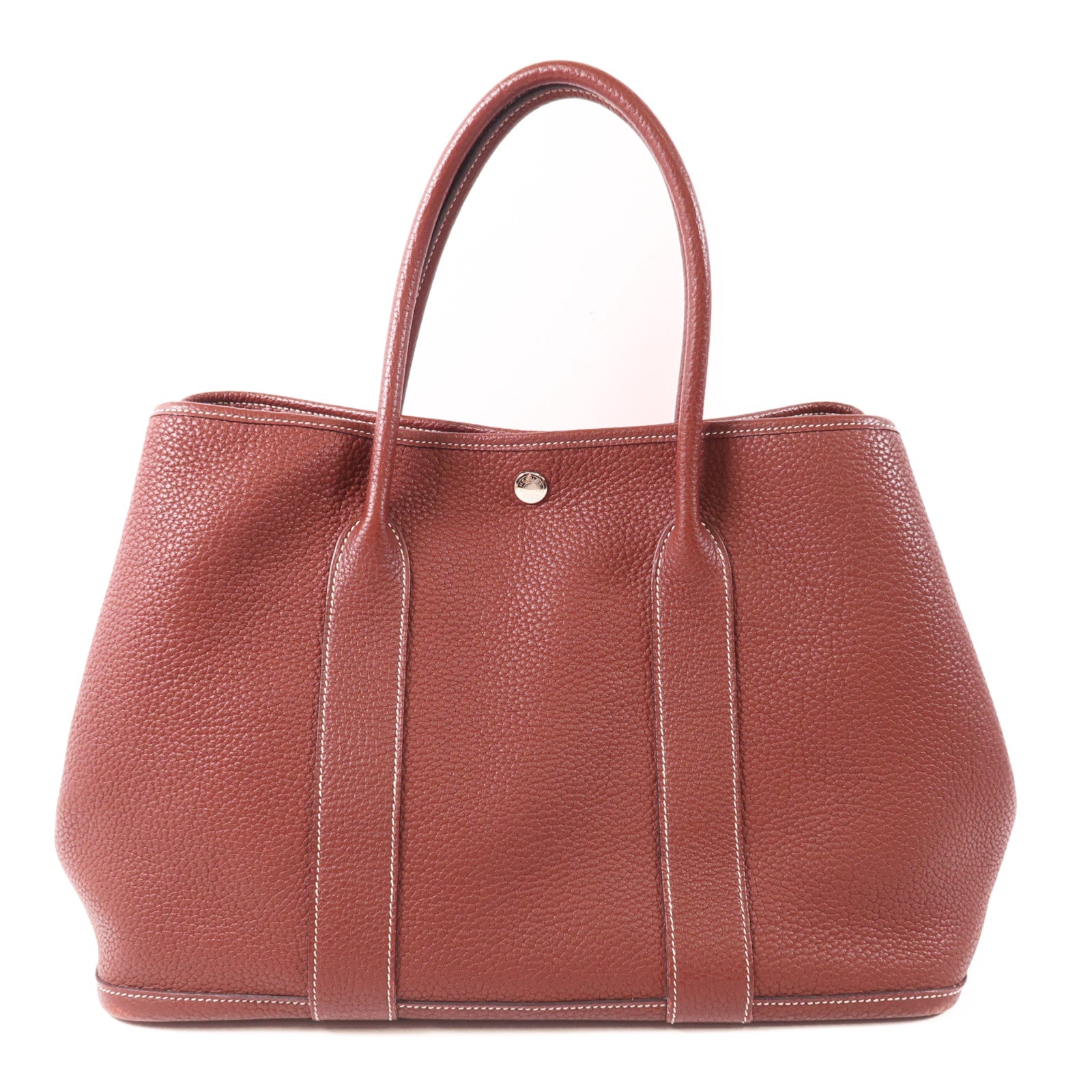 HERMES Negonda皮革Garden Party PM銀扣手挽袋Bordeaux