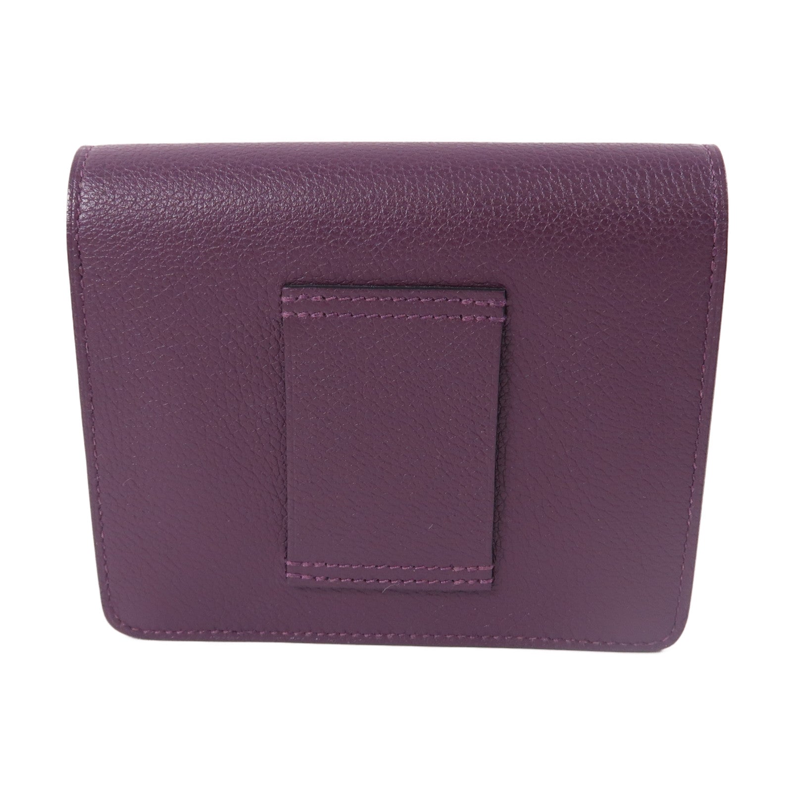 HERMES Evercolor皮革Rouis Slim銀扣錢包紫色