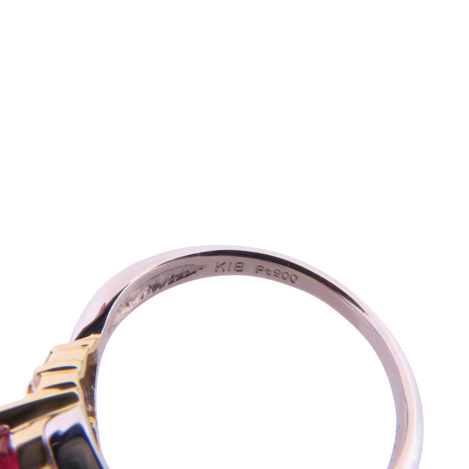 JEWELRY 【激減優惠】PT900鉑金/18K黃金/紅寶石/鑽石Ruby Diamond Ring戒指US#5.75