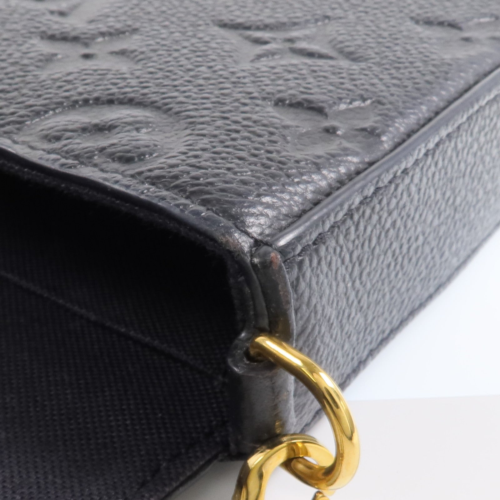 LOUIS VUITTON Monogram Empreinte Felicie Pochette金扣鏈帶肩背袋