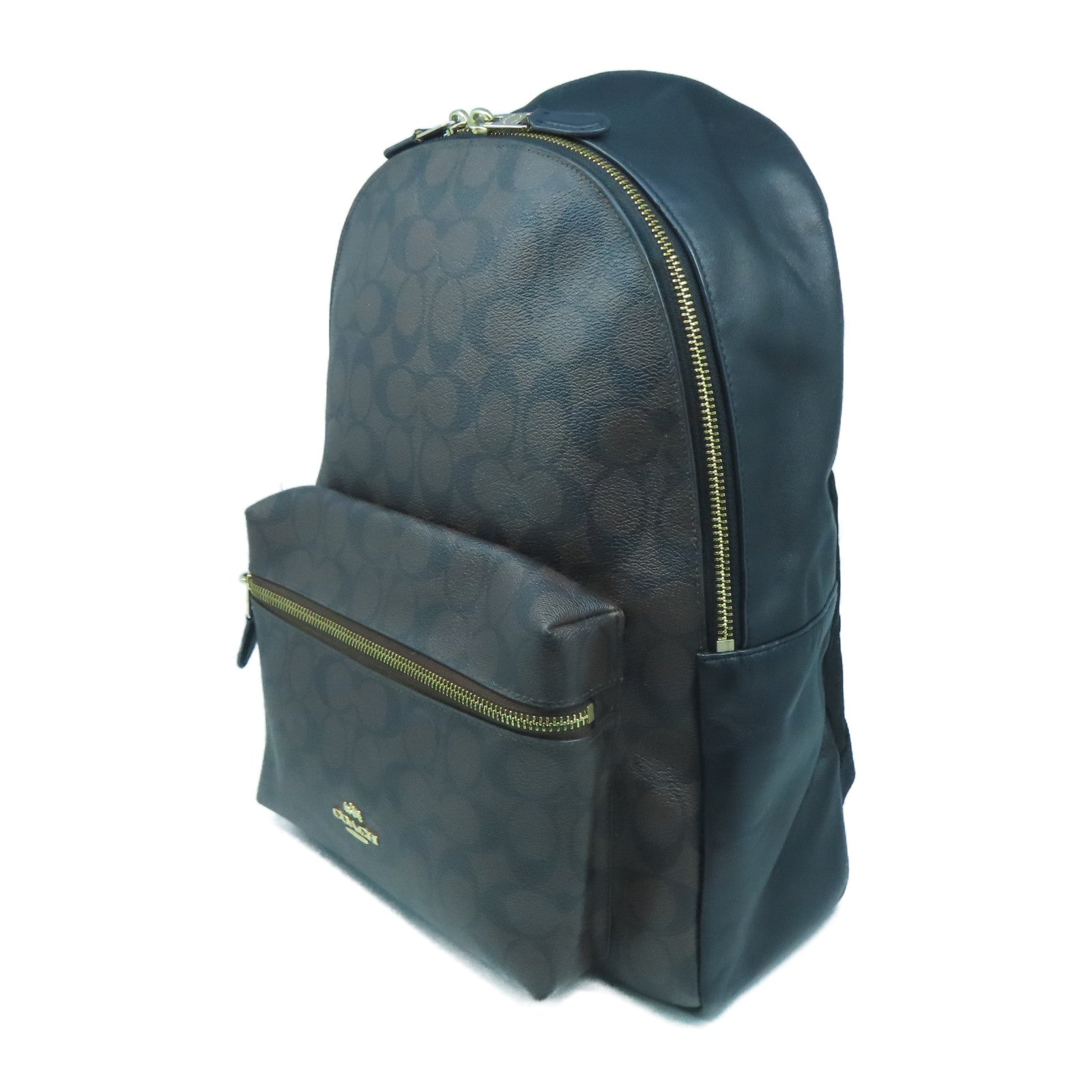COACH 【激減優惠】塗層帆布BackPack金扣背包啡色/黑色