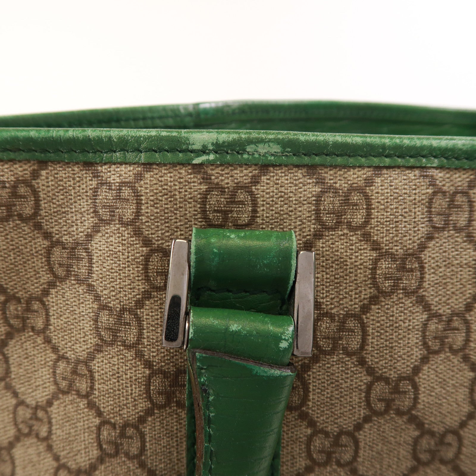 GUCCI 塗層帆布Tote Bag銀扣肩背袋