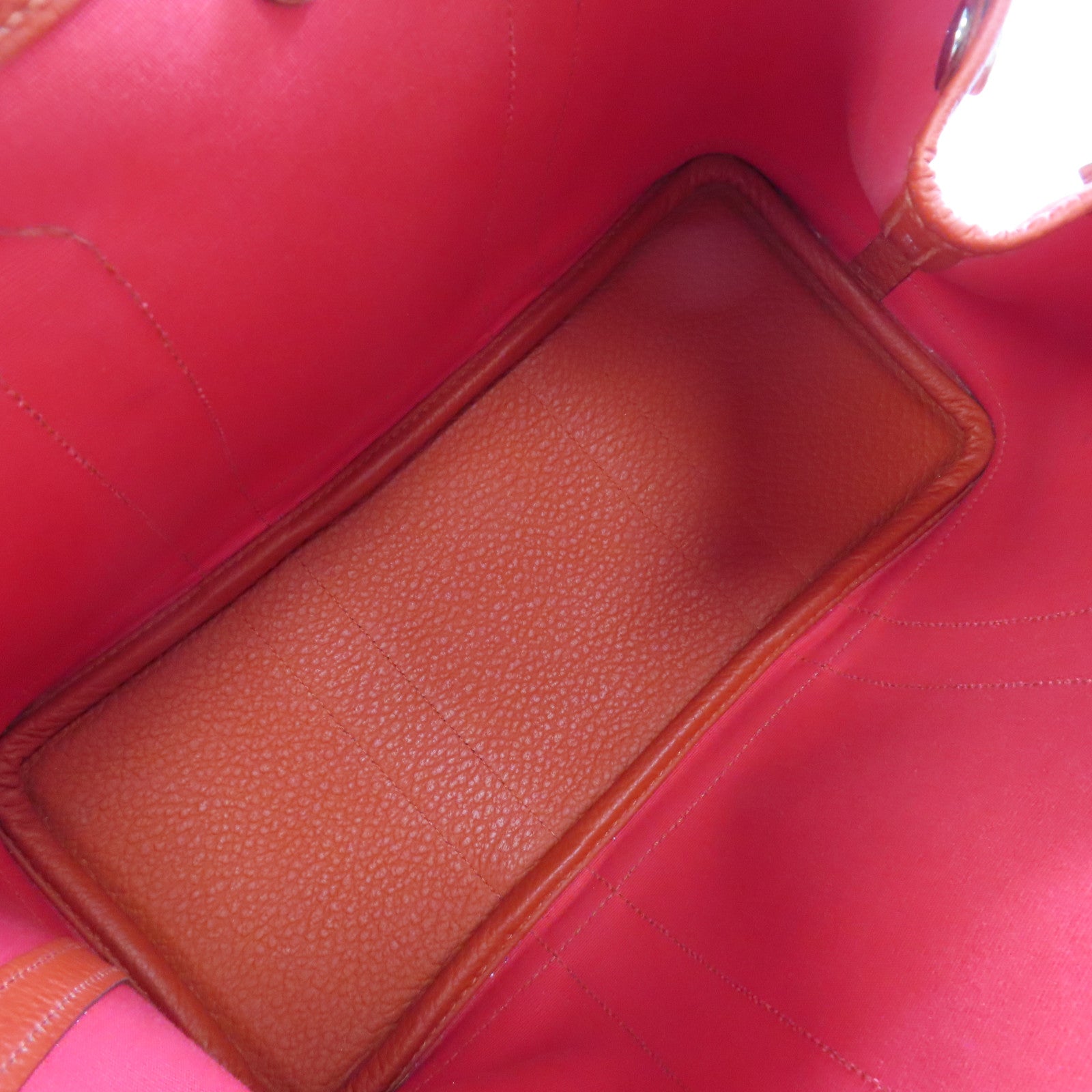 HERMES 【激減優惠】帆布Garden Party TPM Tote Bag銀扣手挽袋紅色