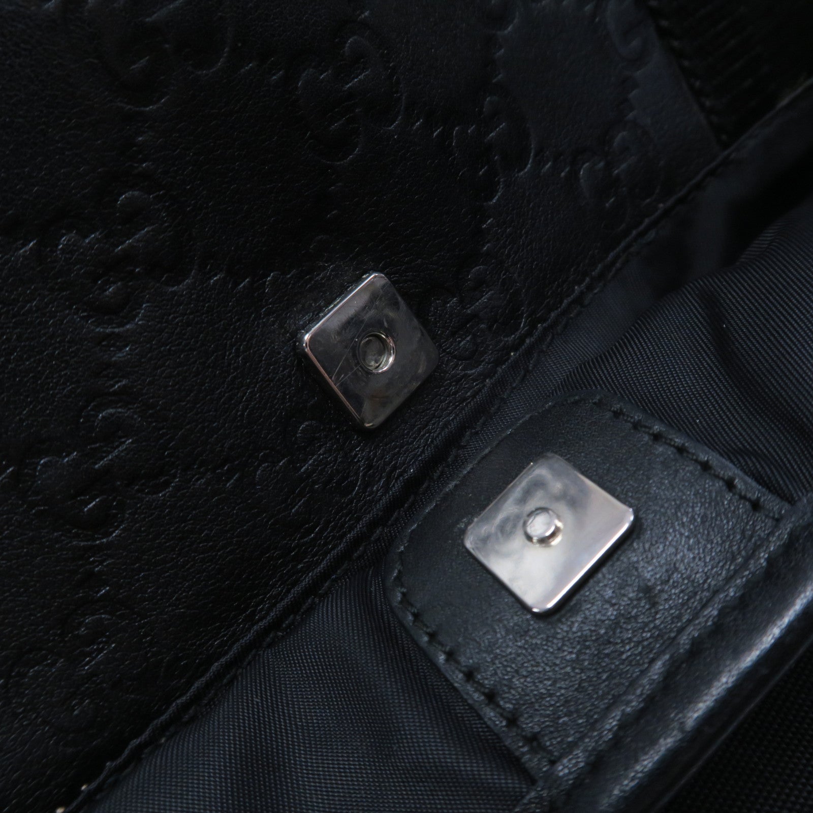 GUCCI 帆布Tote Bag銀扣手挽袋黑色