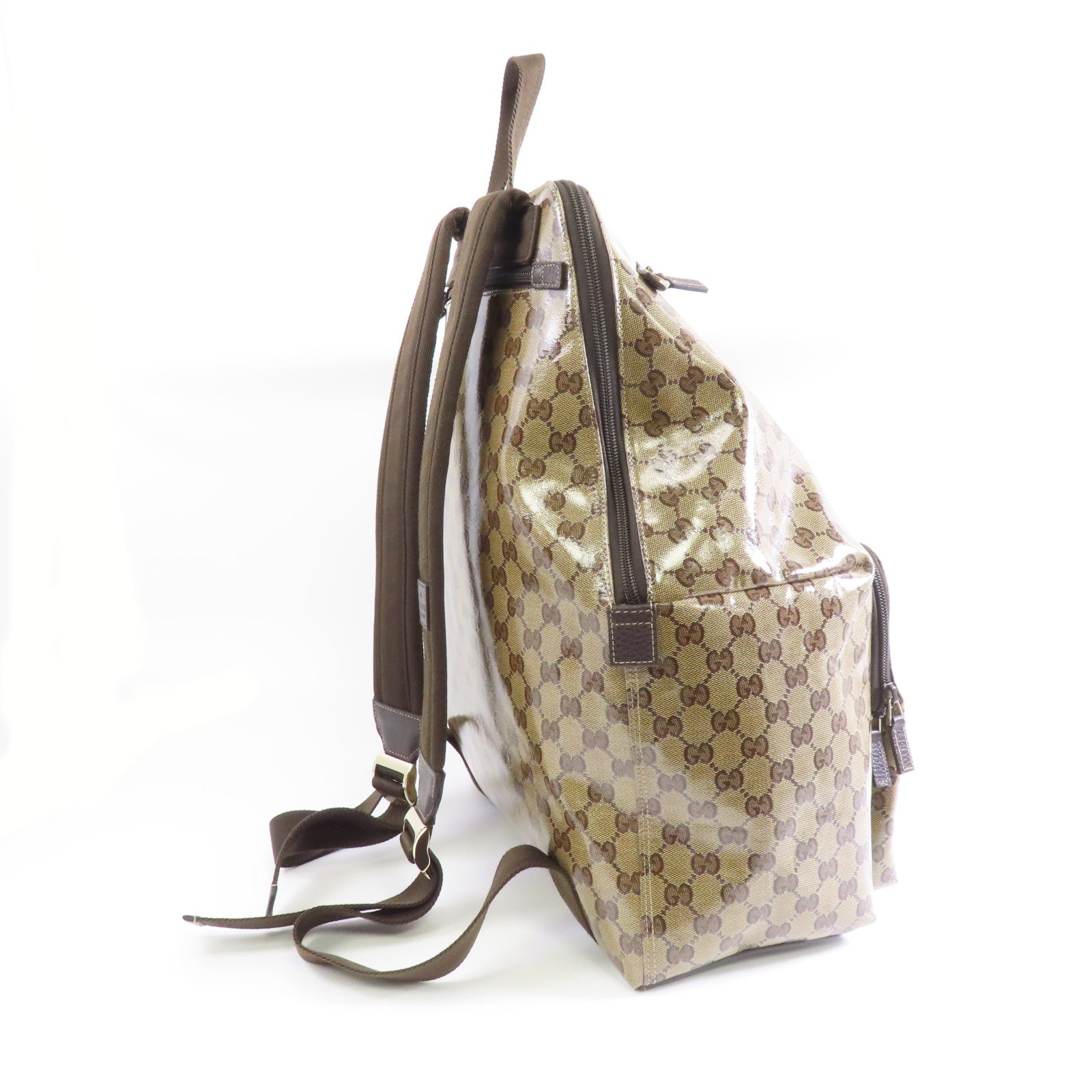 GUCCI 塗層帆布Backpack金扣背包棕色