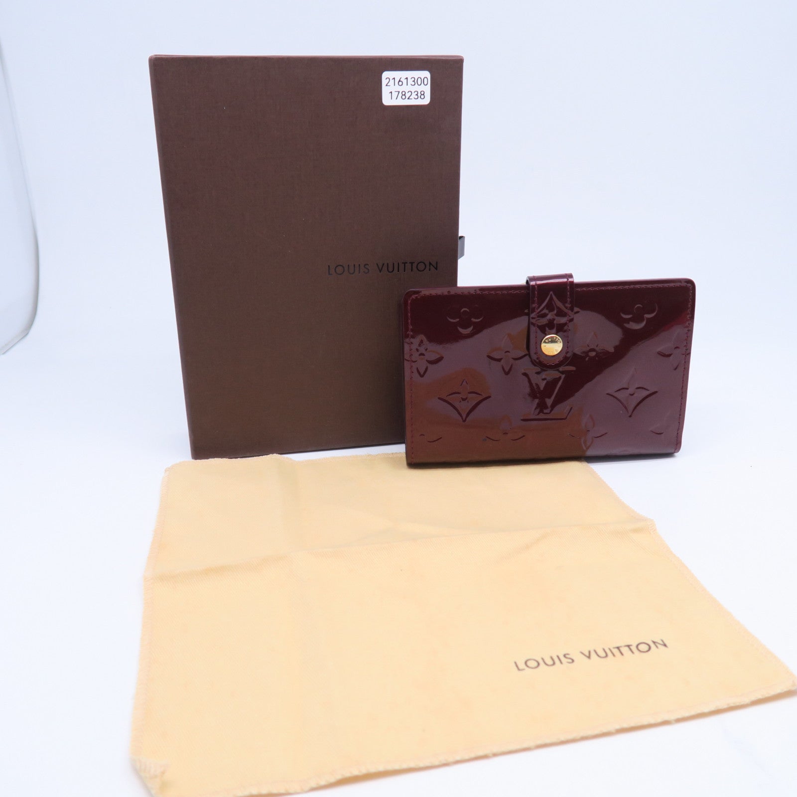 LOUIS VUITTON 【激減優惠】Monogram Vernis Portefeuille Viennois金扣錢包酒紅色