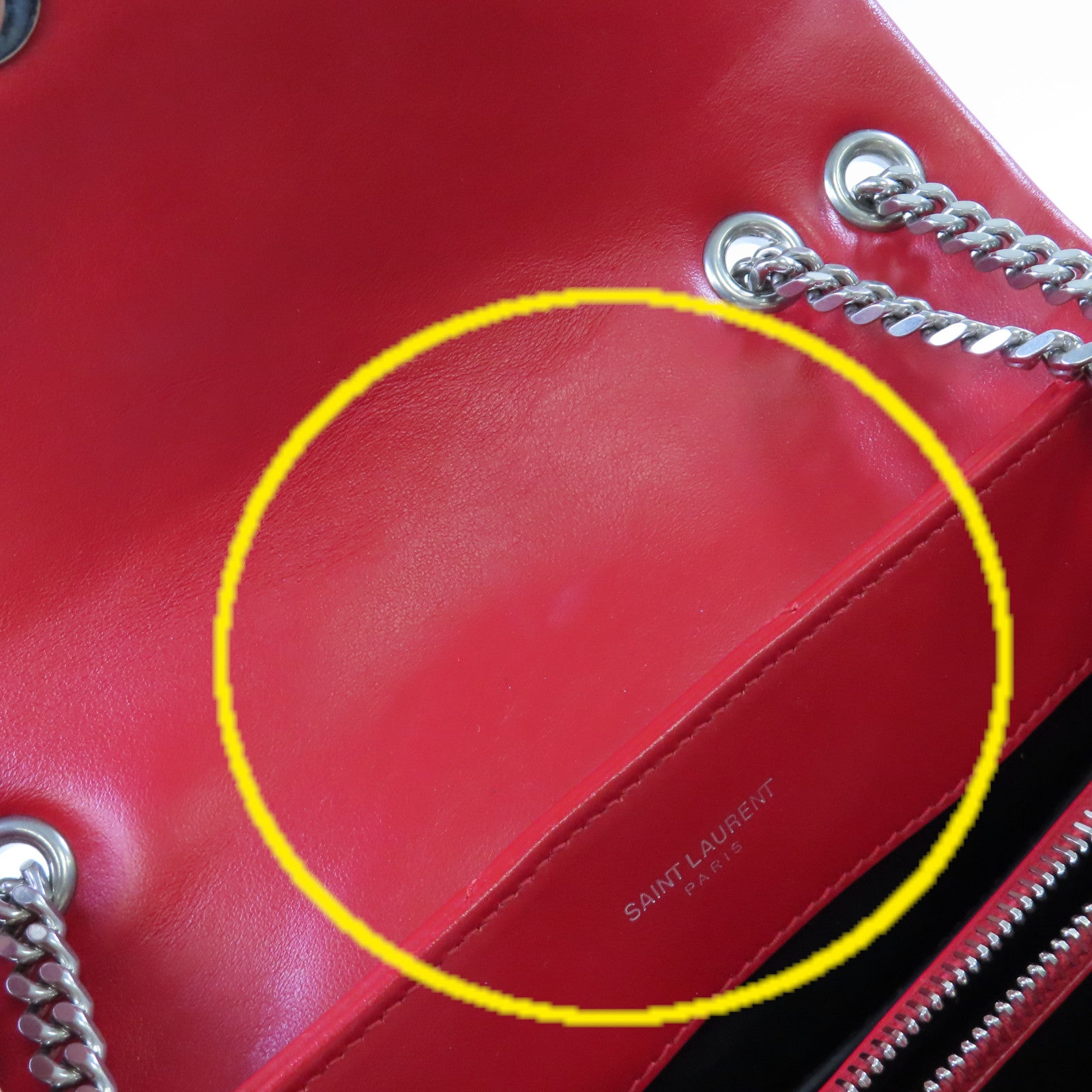 YVES SAINT LAURENT 斜紋牛皮皮革Shoulder Bag金扣鏈帶肩背袋紅色
