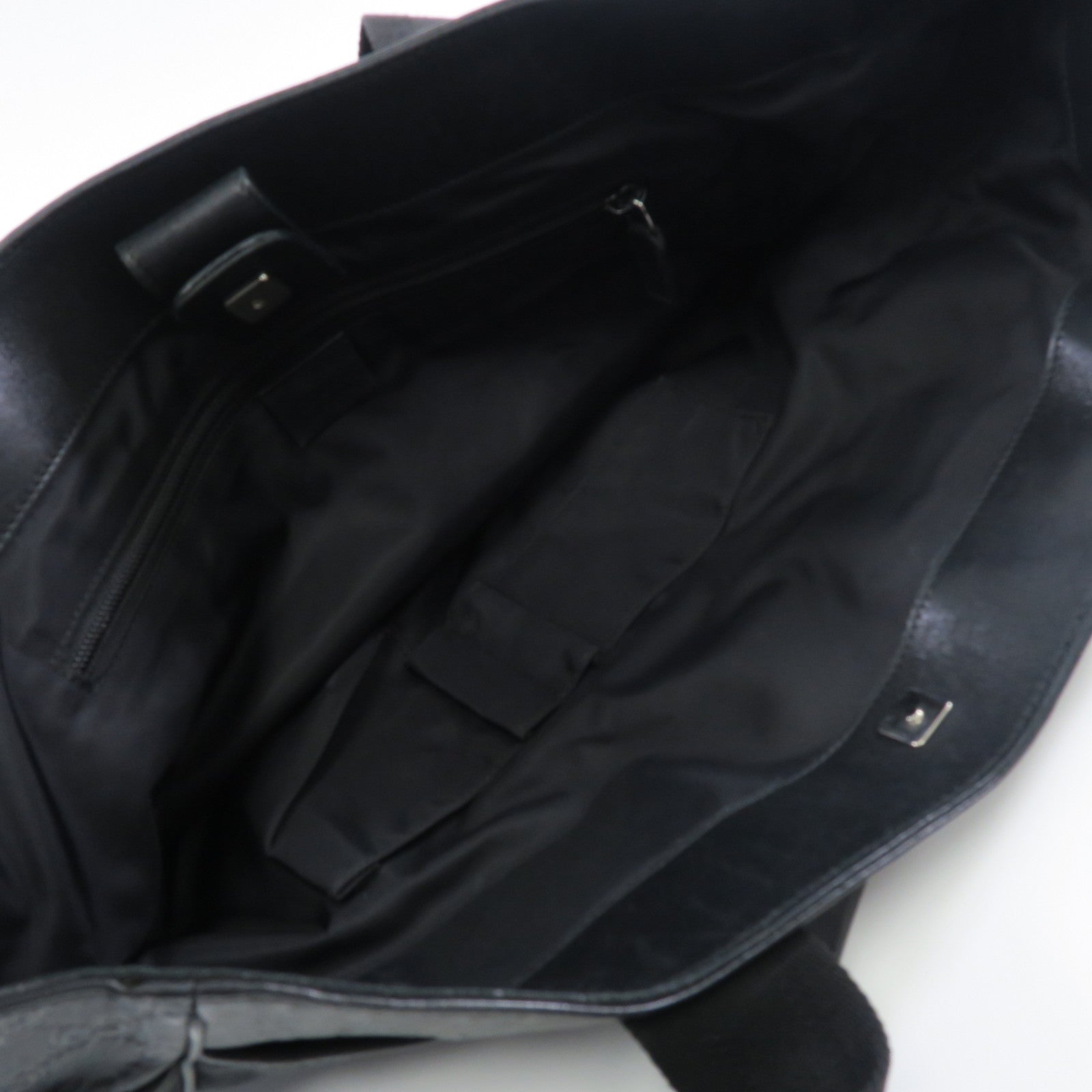 GUCCI 帆布Tote Bag銀扣手挽袋黑色