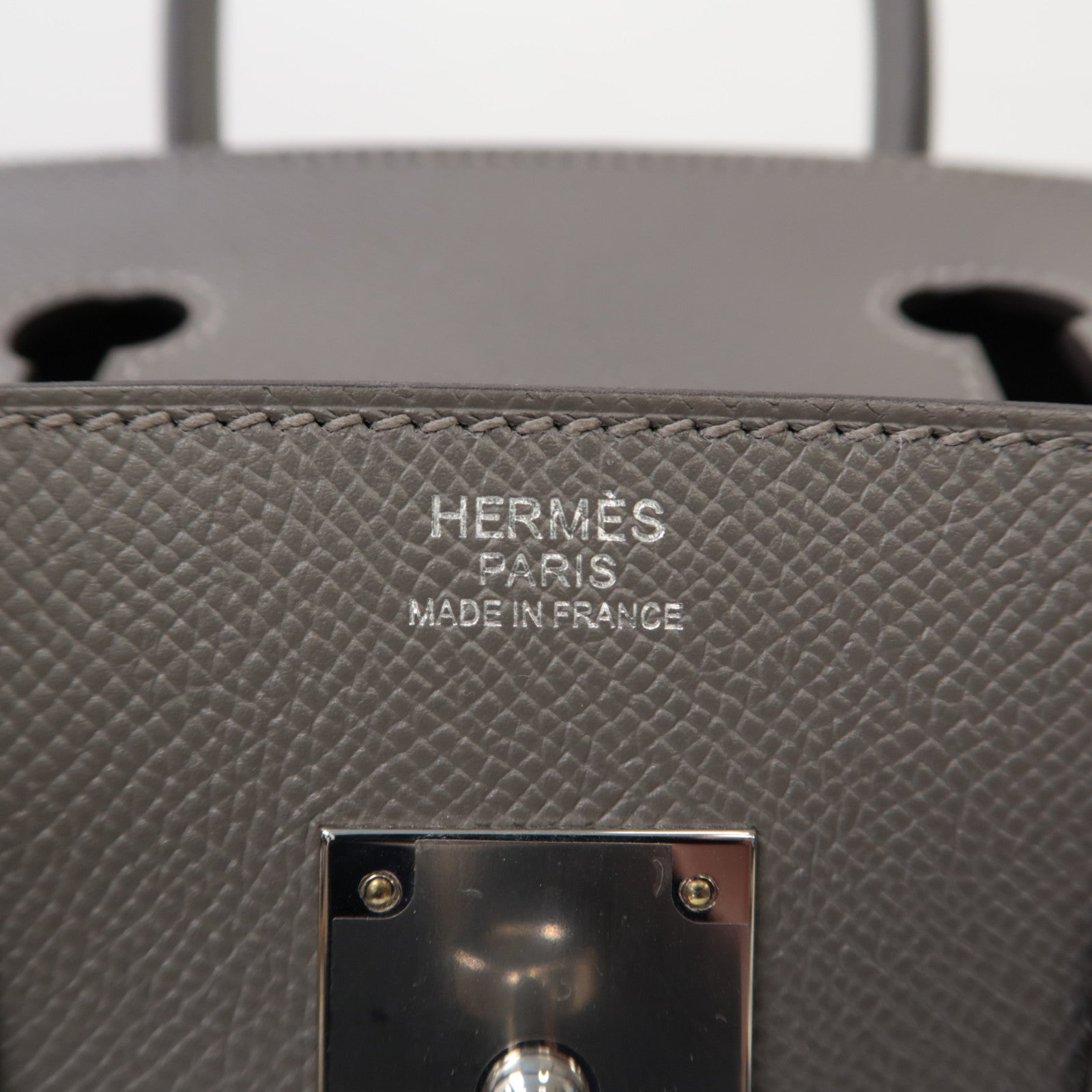 HERMES Epsom皮革Birkin 30銀扣手挽袋積雨雲灰色