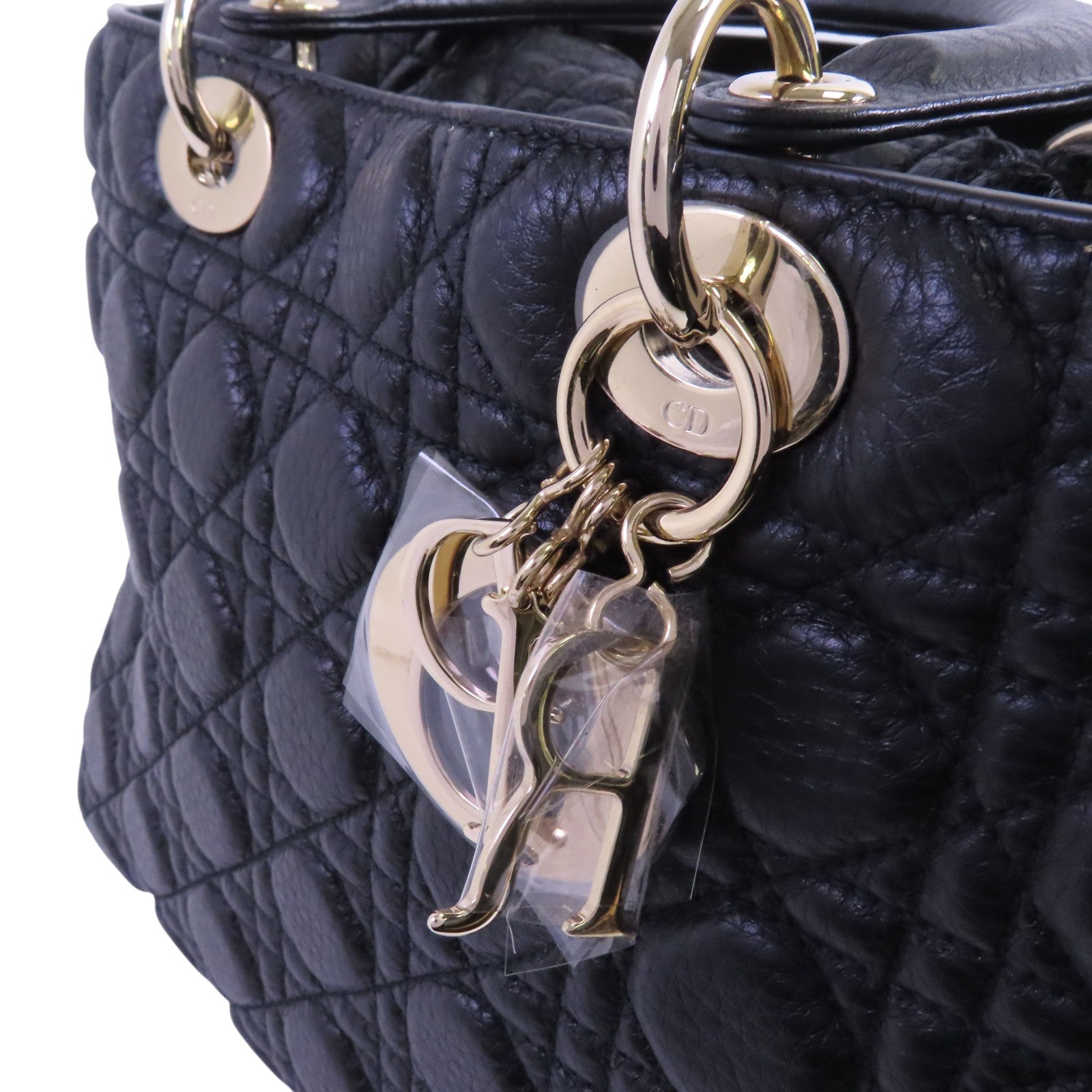 Dior 牛皮皮革Lady Dior Large金扣手挽肩背兩用袋