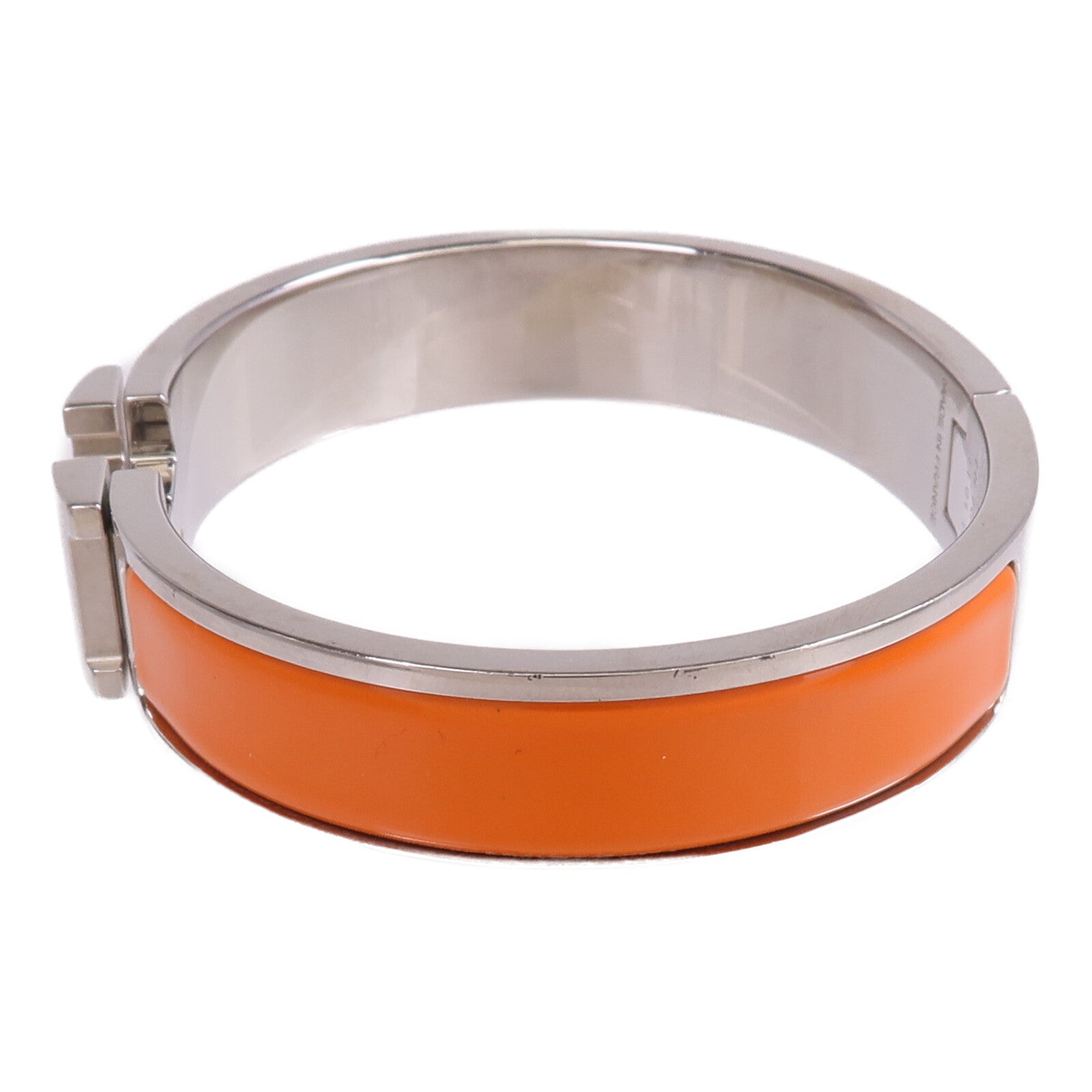 HERMES 金屬/琺瑯Clic H Bracelet銀扣手鐲
