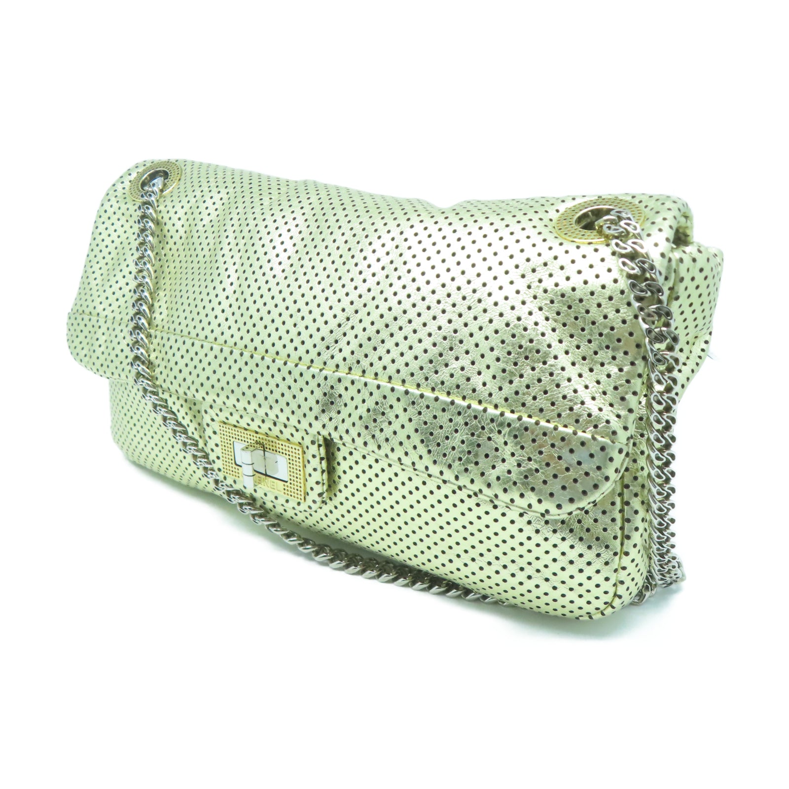 CHANEL 【激減優惠】牛皮皮革Chain Shoulder金扣鏈帶肩背袋金色
