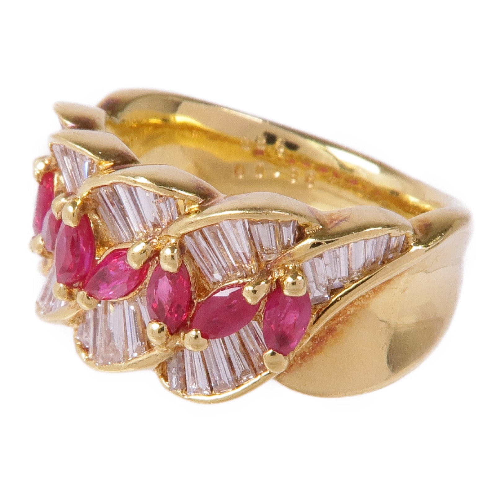 JEWELRY 【激減優惠】18K黃金Ruby Diamond Ring紅寶石/鑽石戒指US#5.5