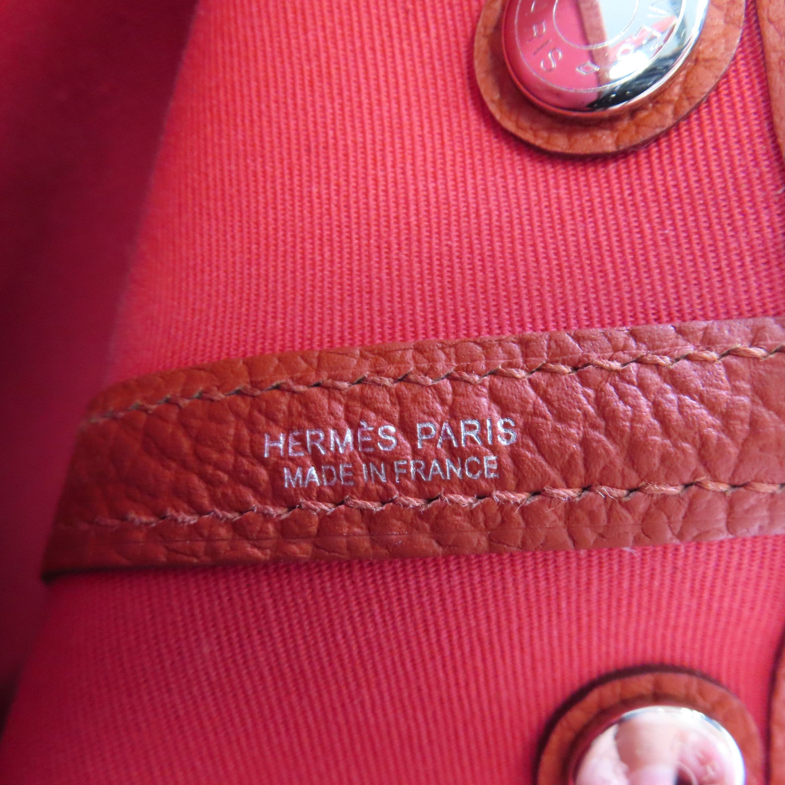 HERMES 【激減優惠】帆布Garden Party TPM Tote Bag銀扣手挽袋紅色
