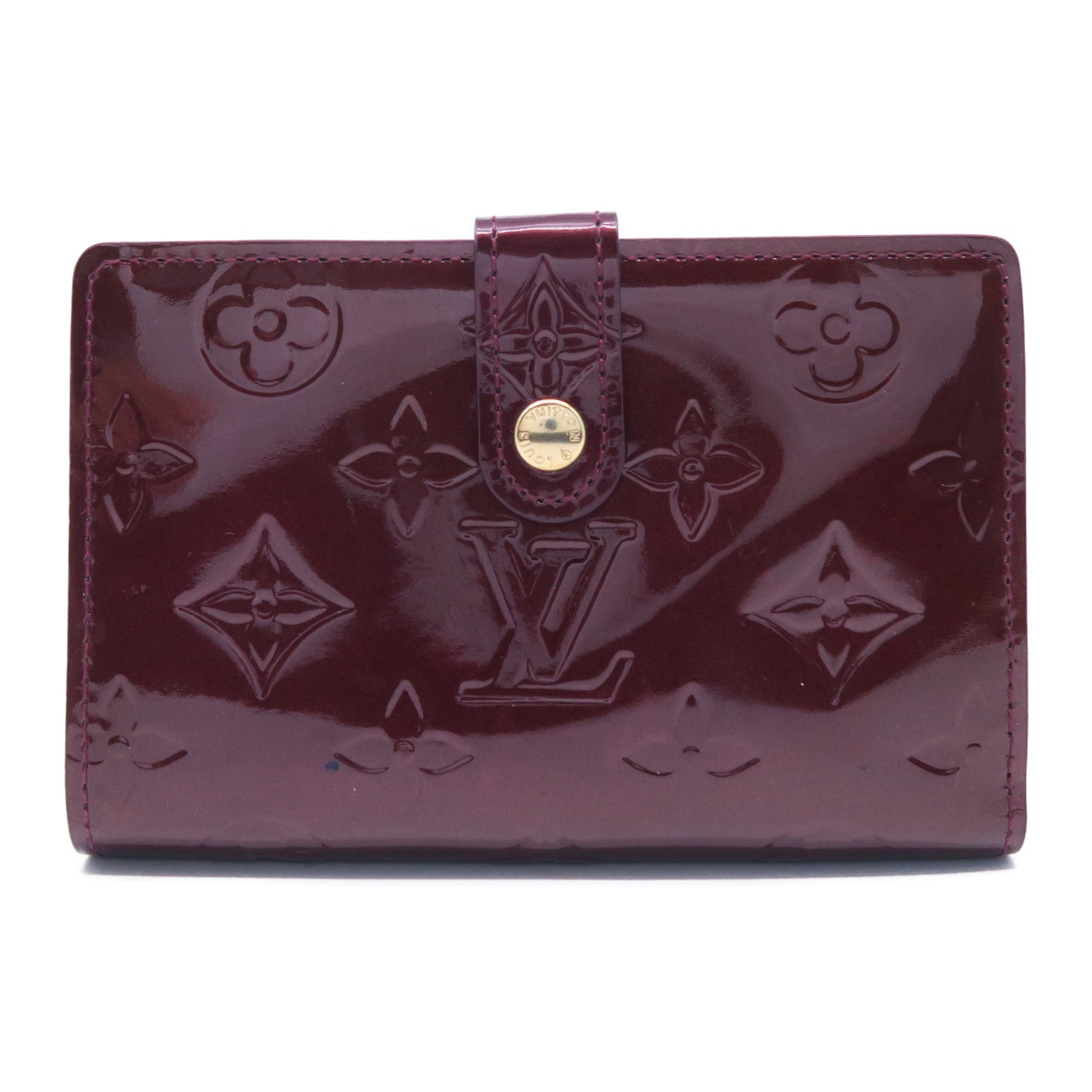 LOUIS VUITTON 【激減優惠】Monogram Vernis Portefeuille Viennois金扣錢包酒紅色