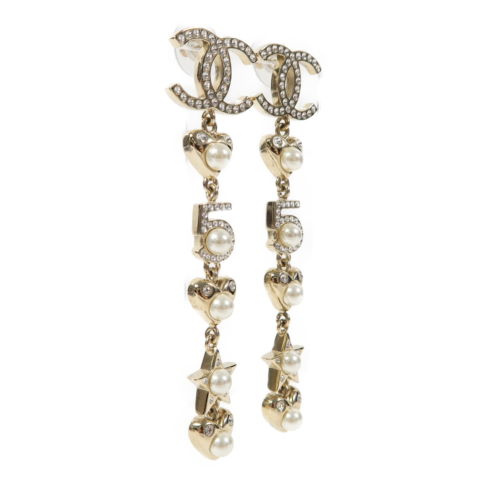 CHANEL 金屬/PVC Earrings耳環金色/白色