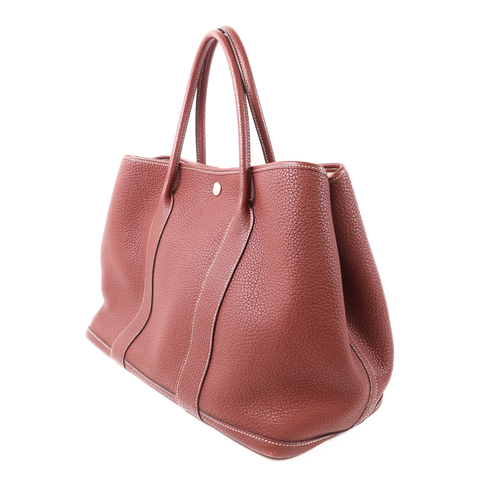 HERMES Negonda皮革Garden Party PM銀扣手挽袋Bordeaux