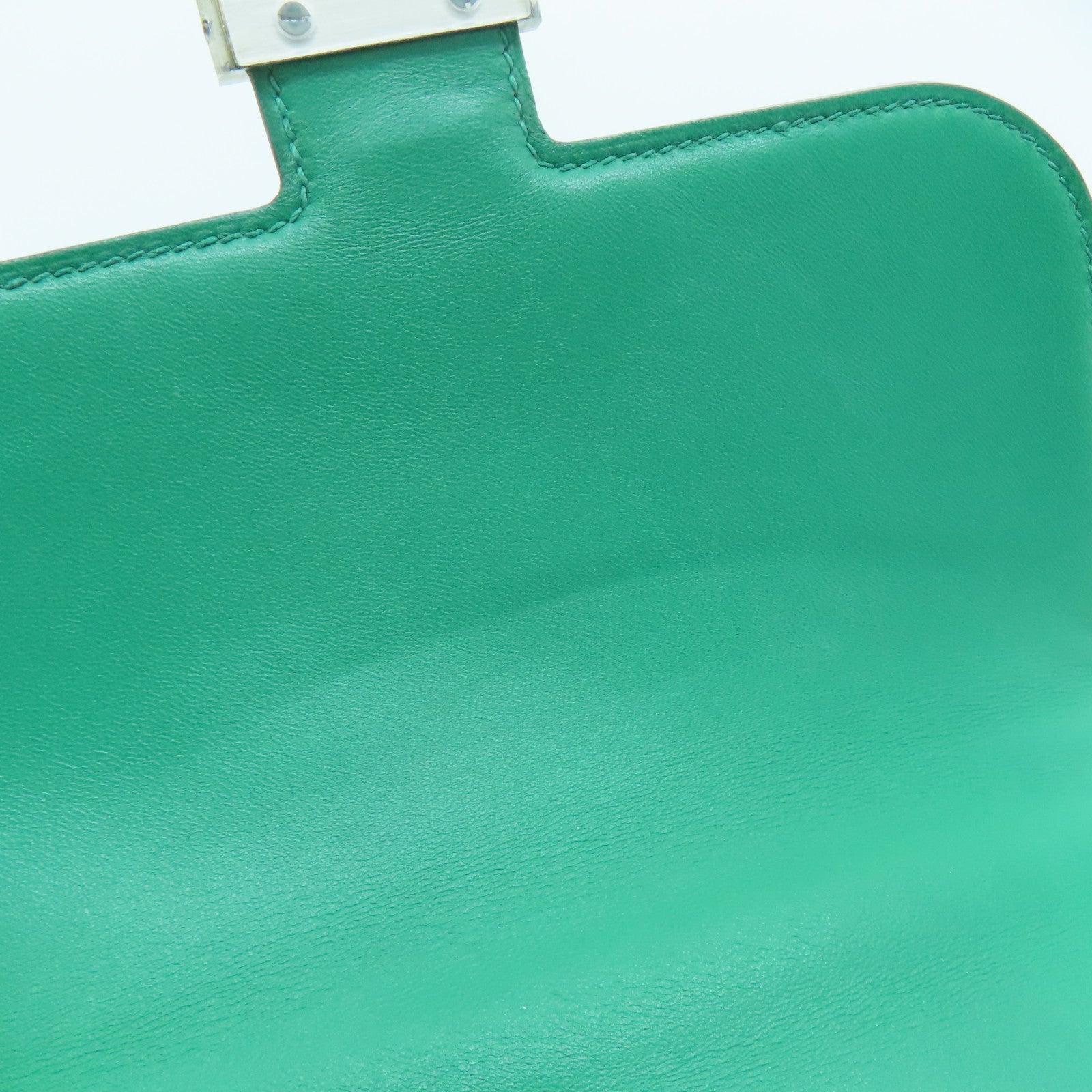 HERMES Evercolor皮革Mini Constance銀扣肩背袋Vert Vertigo絲絨綠色