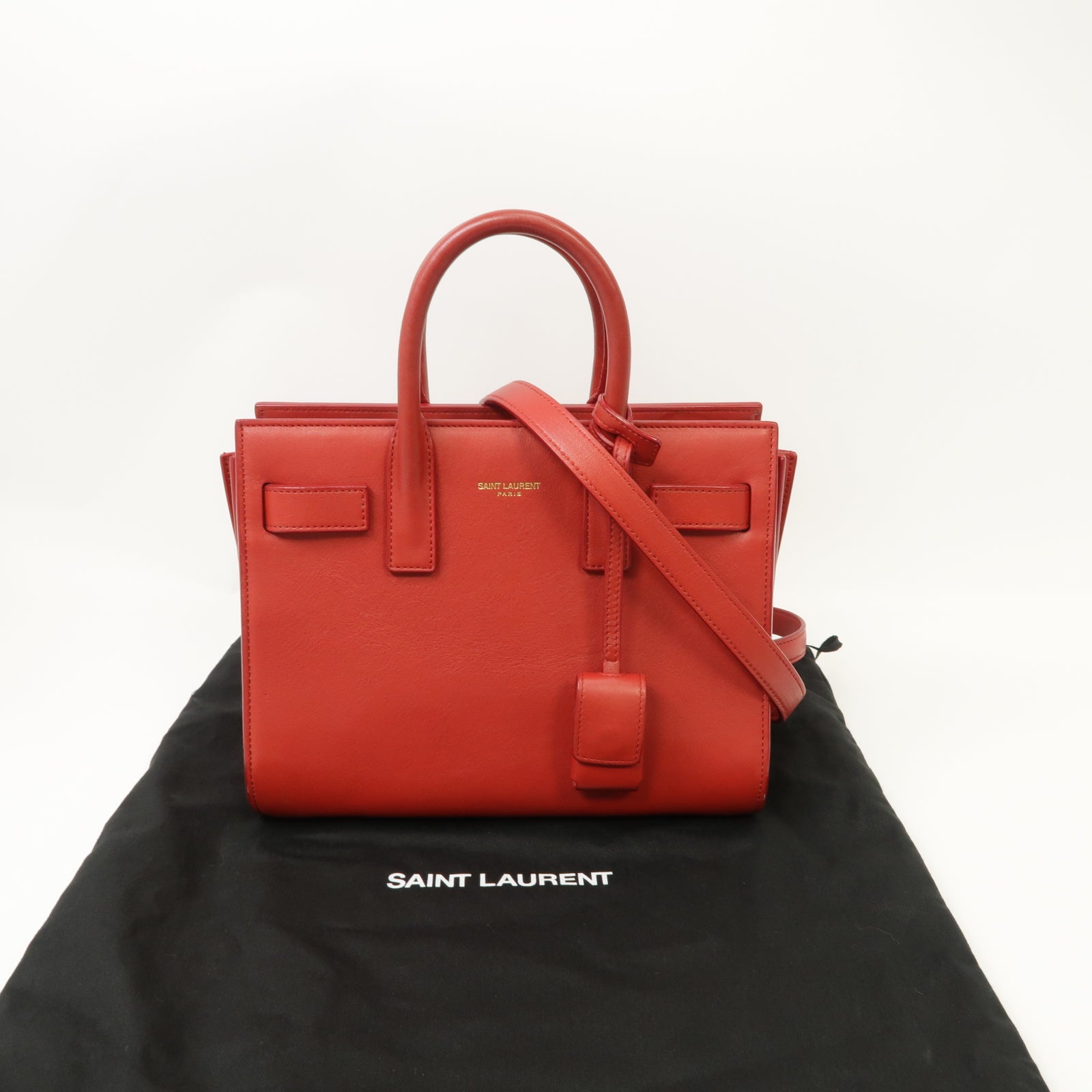 SAINT LAURENT 【激減優惠】牛皮皮革Sac De Jour 2 Way Shoulder Bag金扣手挽肩背兩用袋紅色