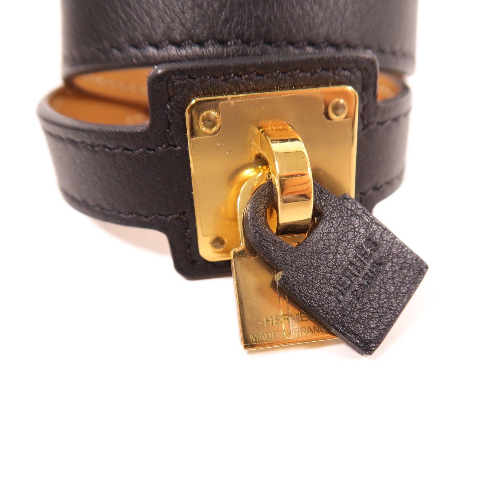HERMES 皮革O'kelly Bracelet金扣手鐲Noir
