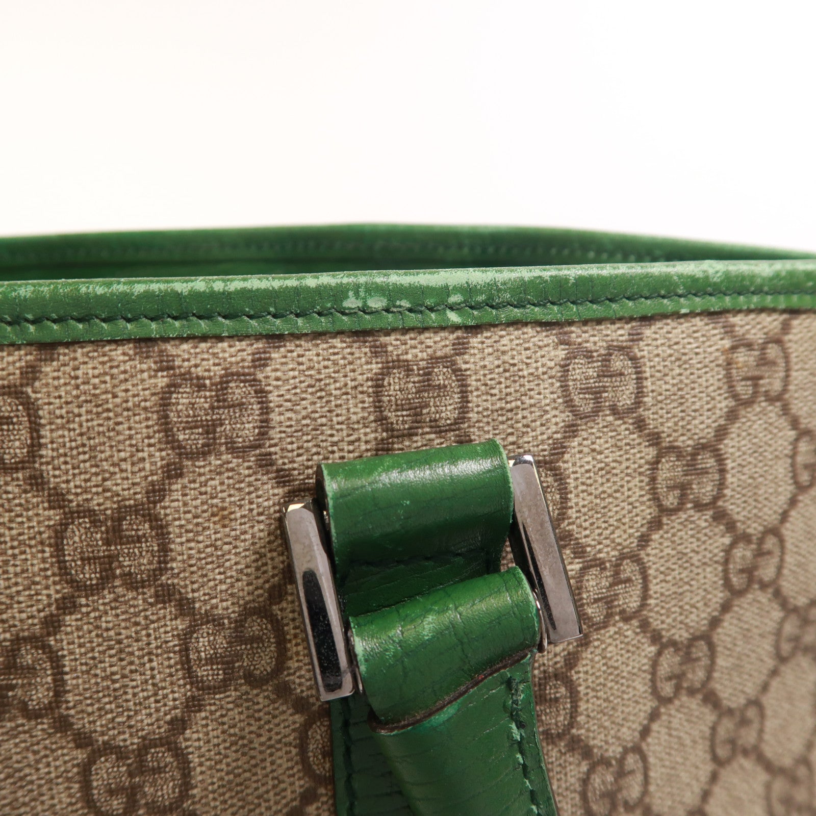GUCCI 塗層帆布Tote Bag銀扣肩背袋