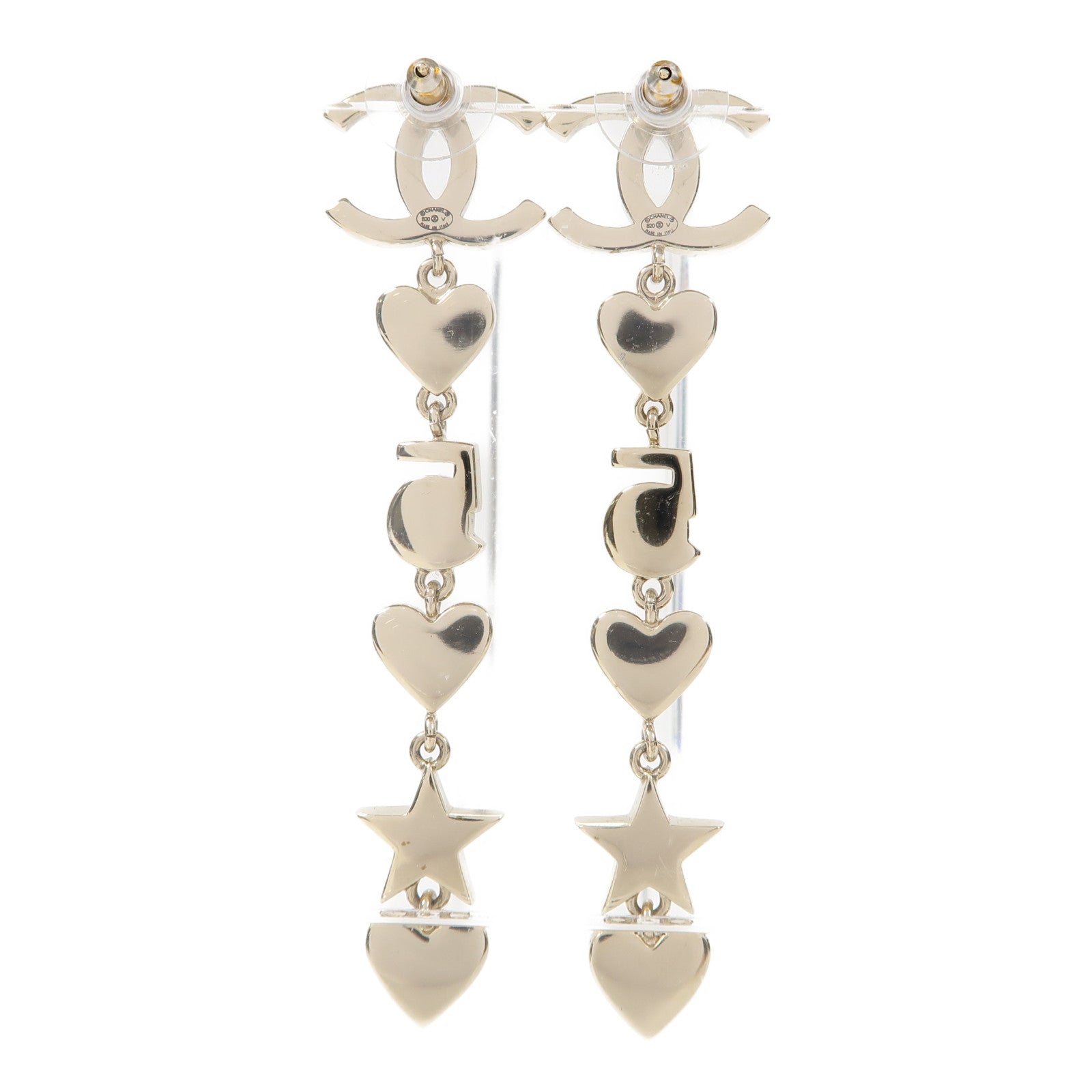 CHANEL 金屬/PVC Earrings耳環金色/白色