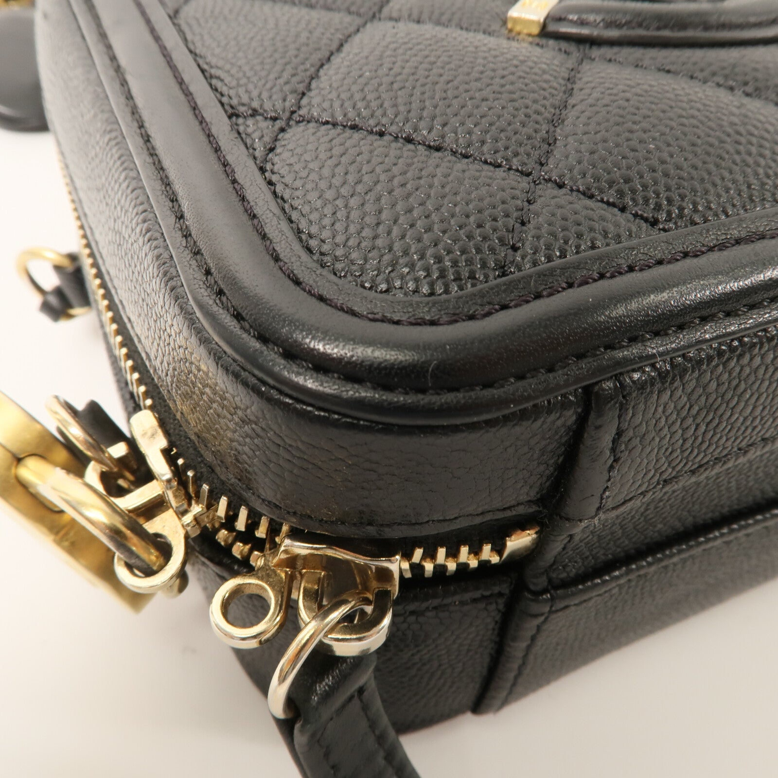 CHANEL 牛皮皮革Vanity Case 17cm鏈帶手挽肩背兩用袋