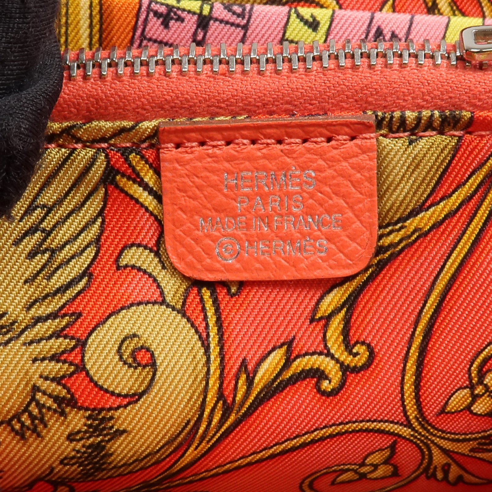 HERMES Epsom皮革/絲質Silk'In Compact Wallet錢包Rose Jaipur