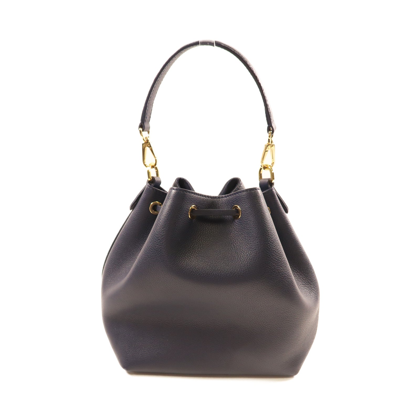 LOUIS VUITTON 牛皮皮革Lock Me金扣手挽肩背兩用袋深藍色/白色
