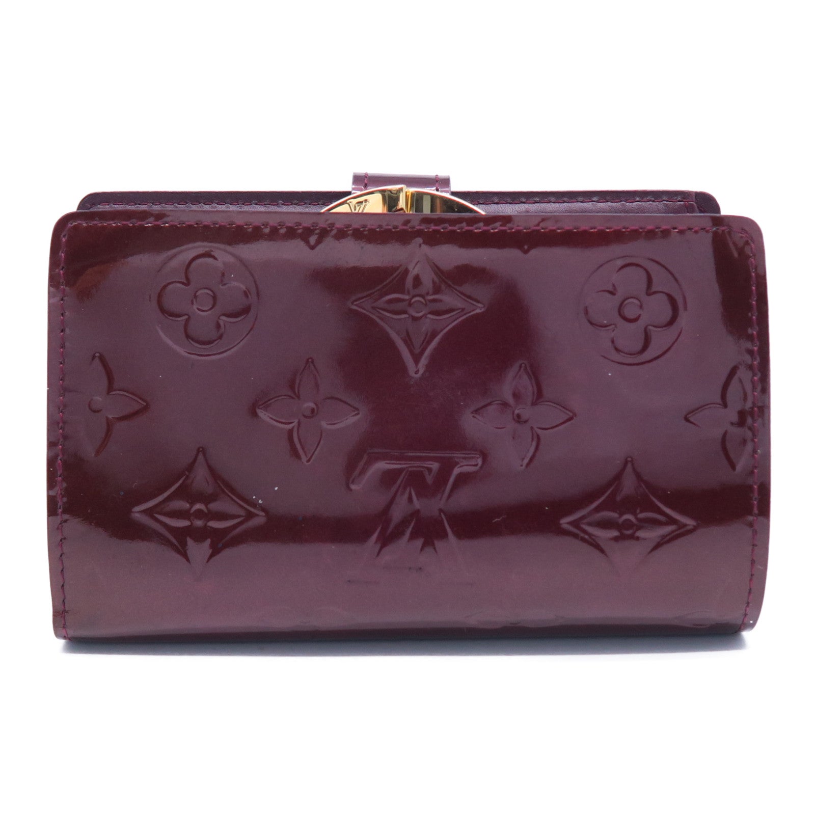 LOUIS VUITTON 【激減優惠】Monogram Vernis Portefeuille Viennois金扣錢包酒紅色