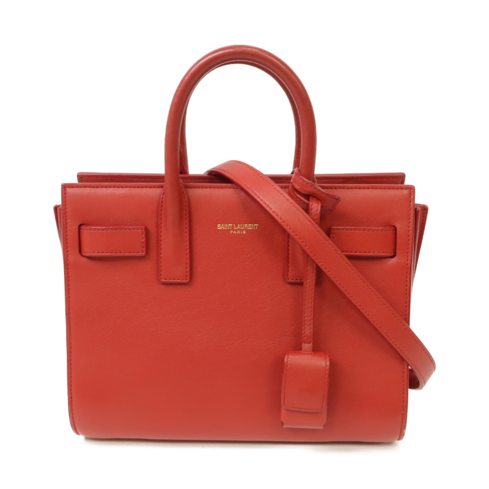 SAINT LAURENT 【激減優惠】牛皮皮革Sac De Jour 2 Way Shoulder Bag金扣手挽肩背兩用袋紅色