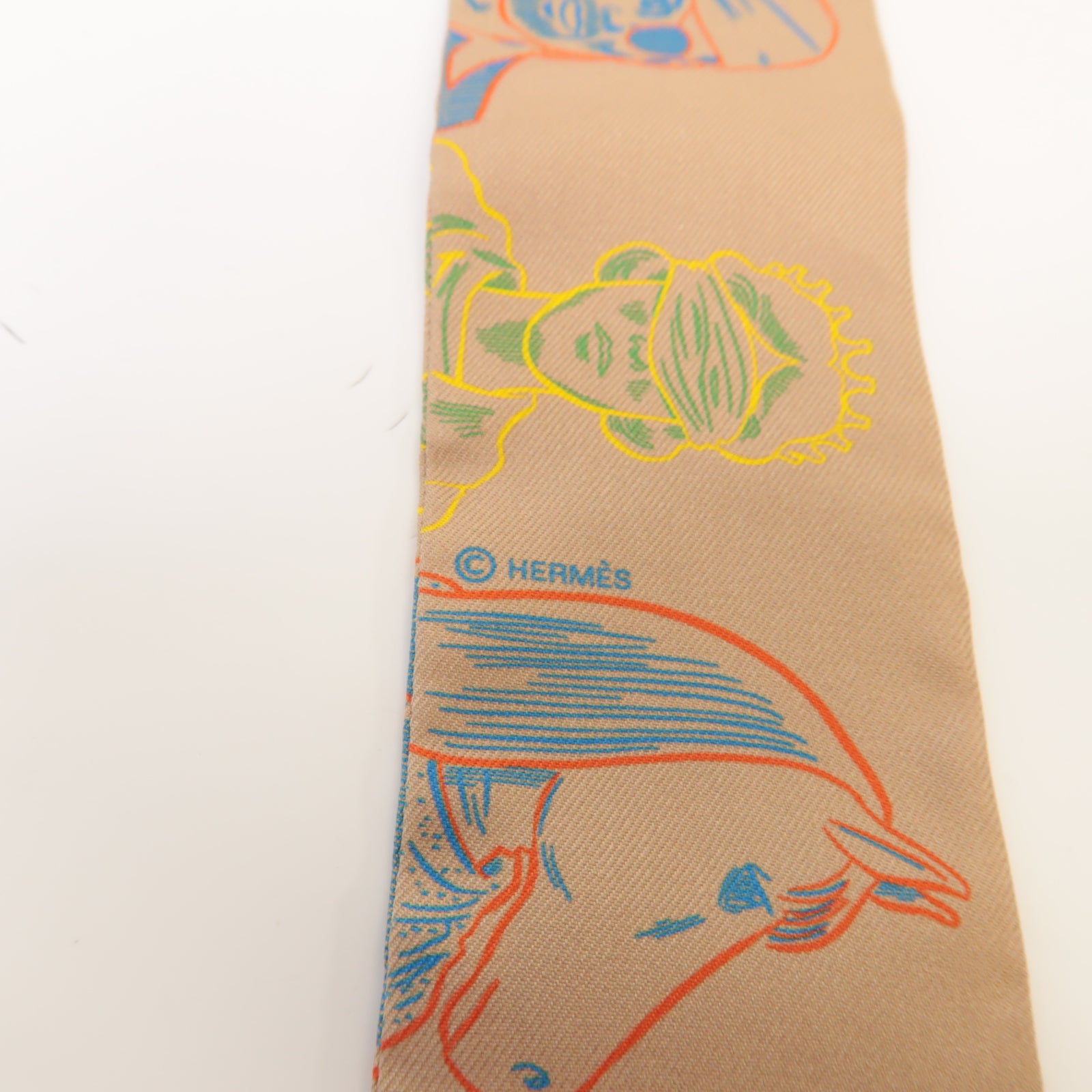 HERMES 【激減優惠】絲質Twilly絲巾金色/彩色
