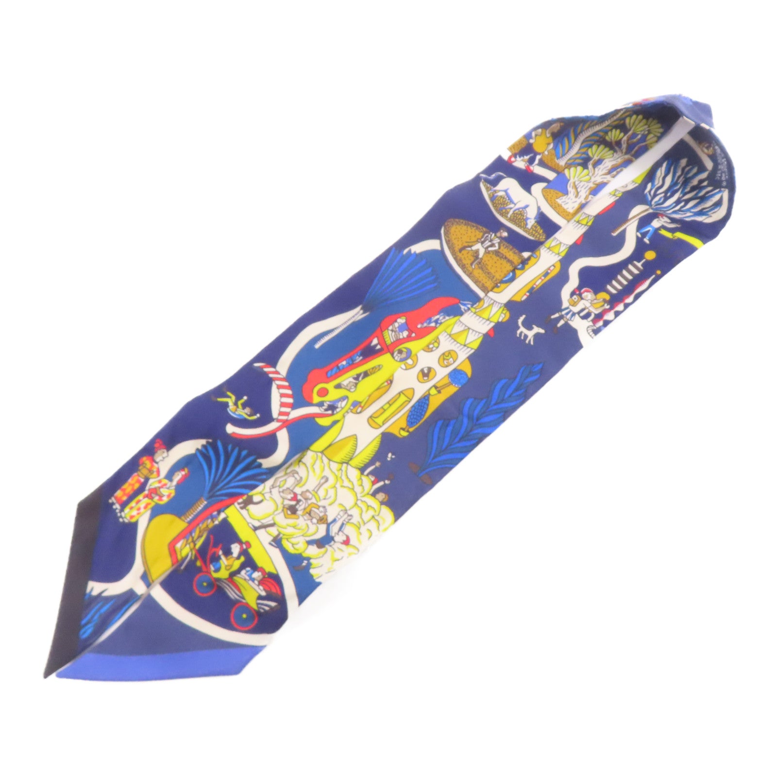 HERMES 絲質Twilly絲巾藍色