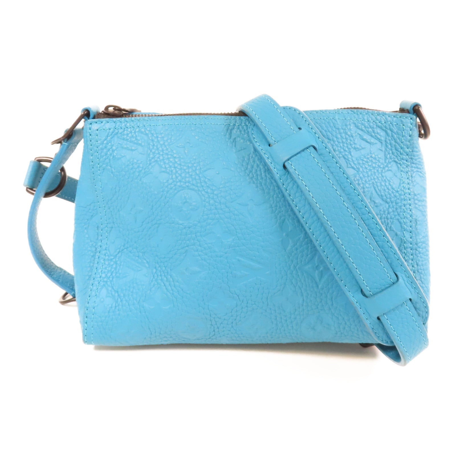 LOUIS VUITTON Taurillon Monogram Triangle肩背袋藍色