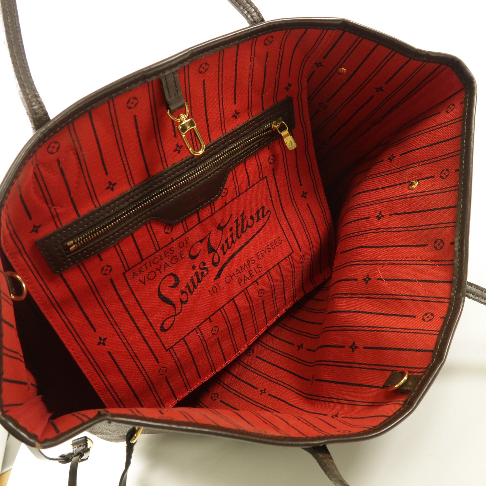 LOUIS VUITTON Damier Neverfull MM金扣手挽袋/肩背袋