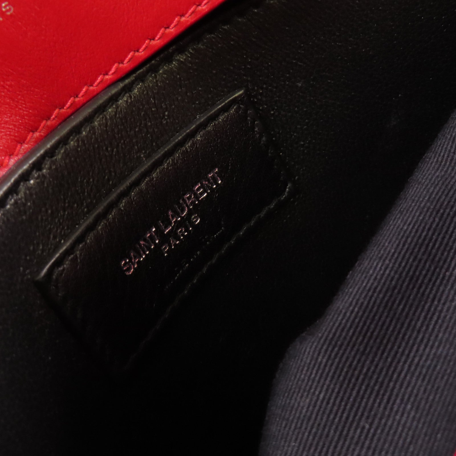 YVES SAINT LAURENT 斜紋牛皮皮革Shoulder Bag金扣鏈帶肩背袋紅色