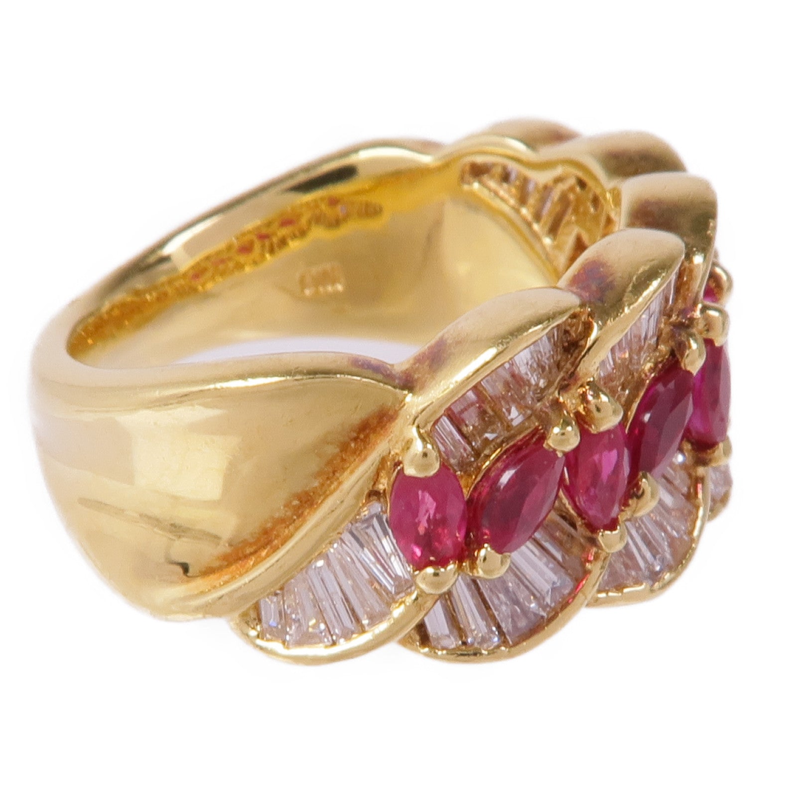 JEWELRY 【激減優惠】18K黃金Ruby Diamond Ring紅寶石/鑽石戒指US#5.5