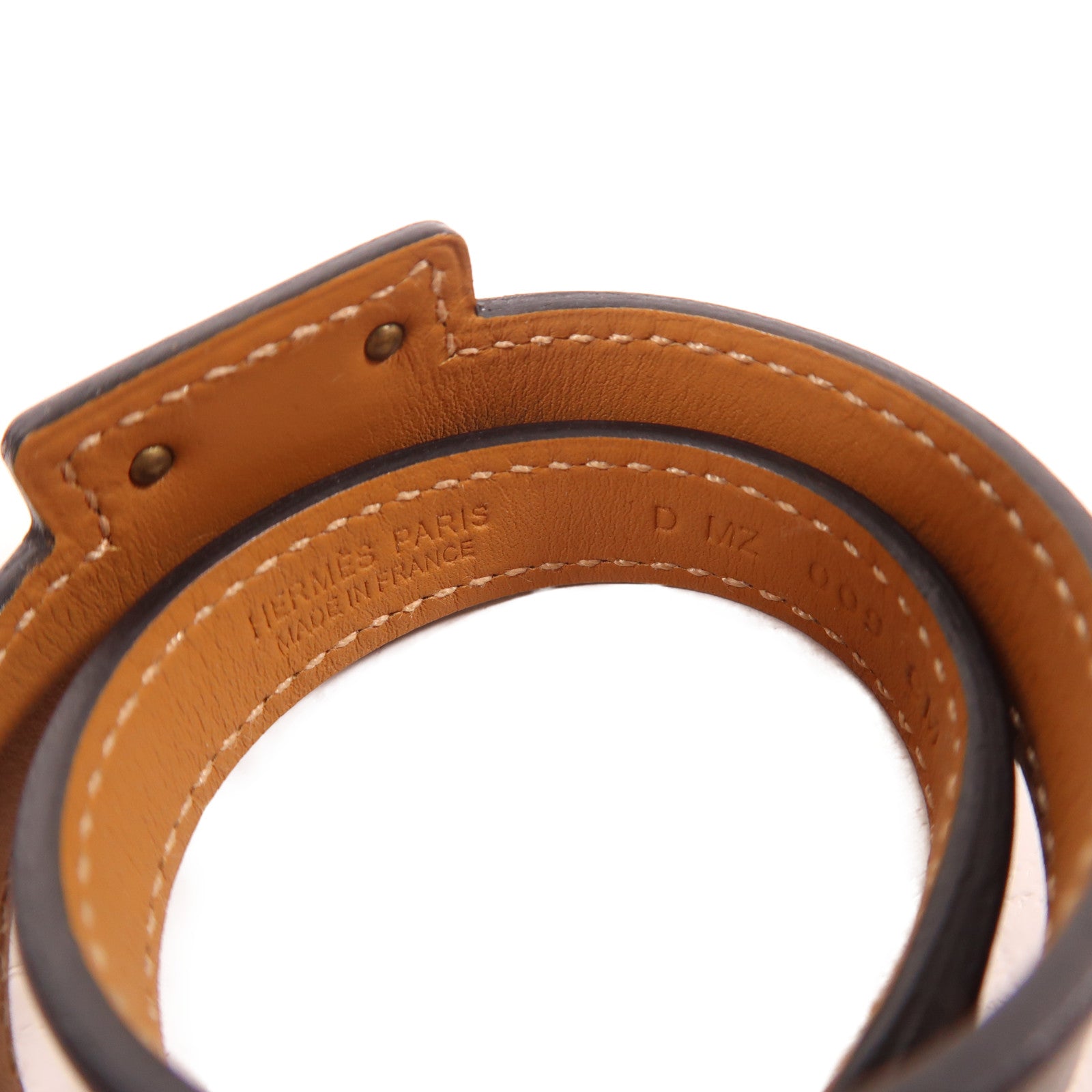 HERMES 皮革O'kelly Bracelet金扣手鐲Noir