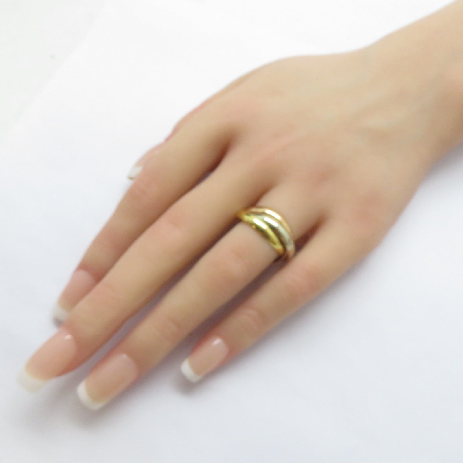CARTIER 18K黃金/白金/玫瑰金Trinity戒指Cartier#54/US#6.75