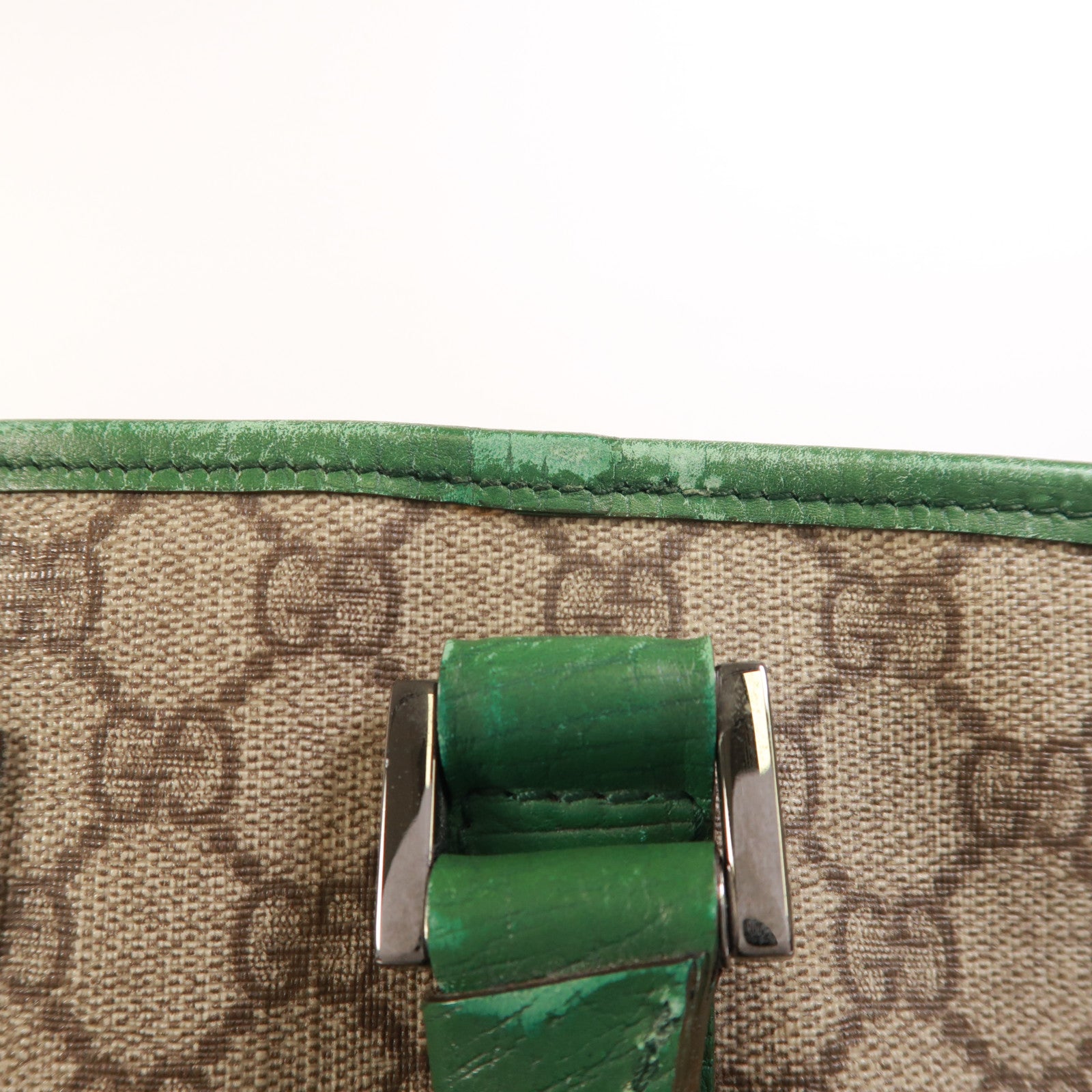 GUCCI 塗層帆布Tote Bag銀扣肩背袋