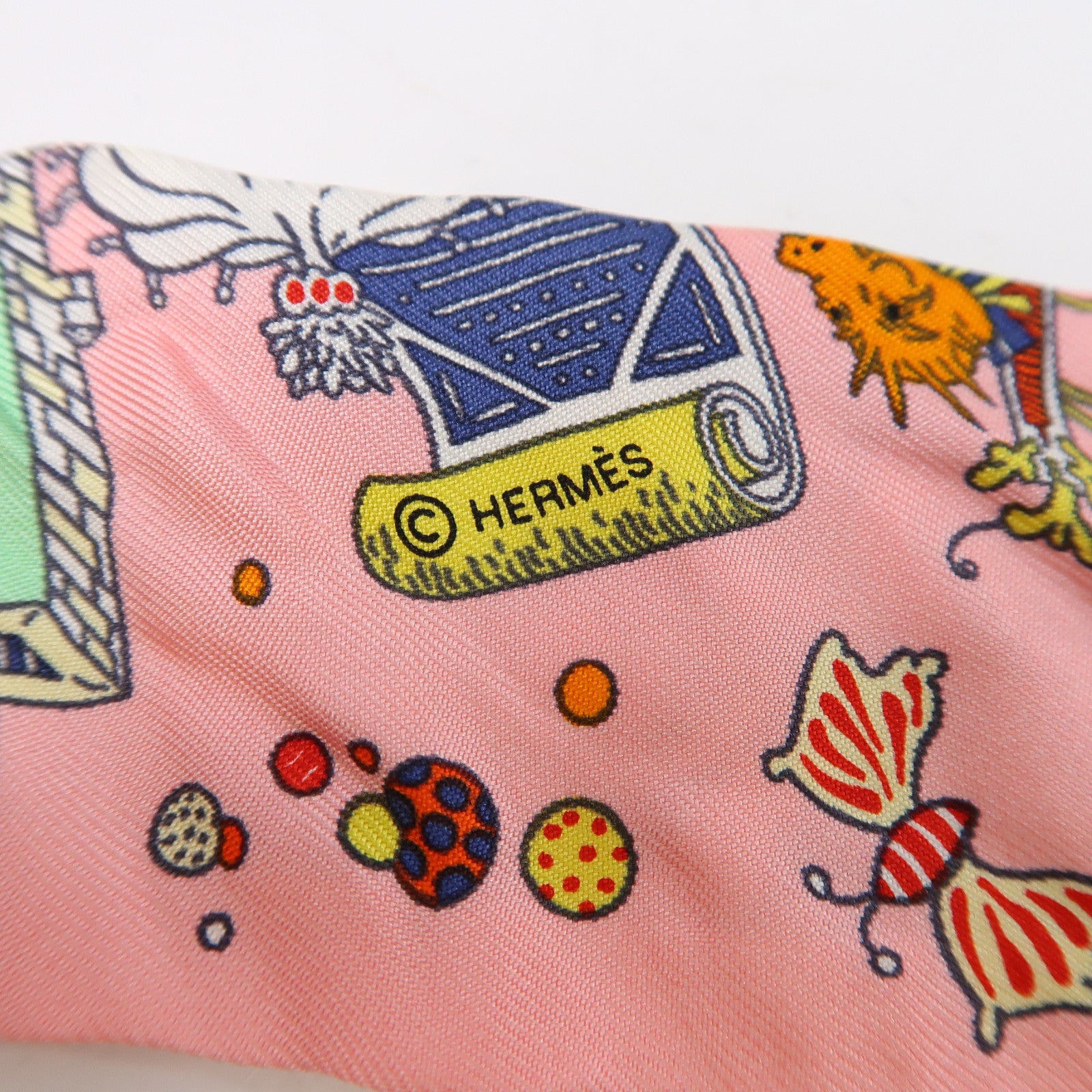 HERMES 絲質Scarf絲巾粉紅色/彩色