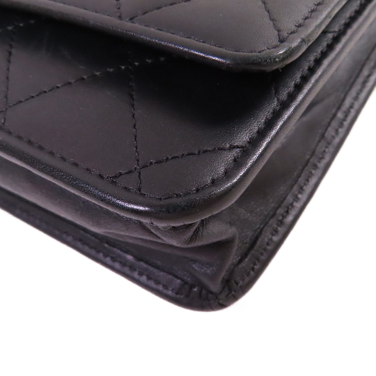 CHANEL 【激減優惠】菱格羊皮皮革Cambon WOC Wallet On Chain Shoulder Bag銀扣鏈帶肩背袋黑色