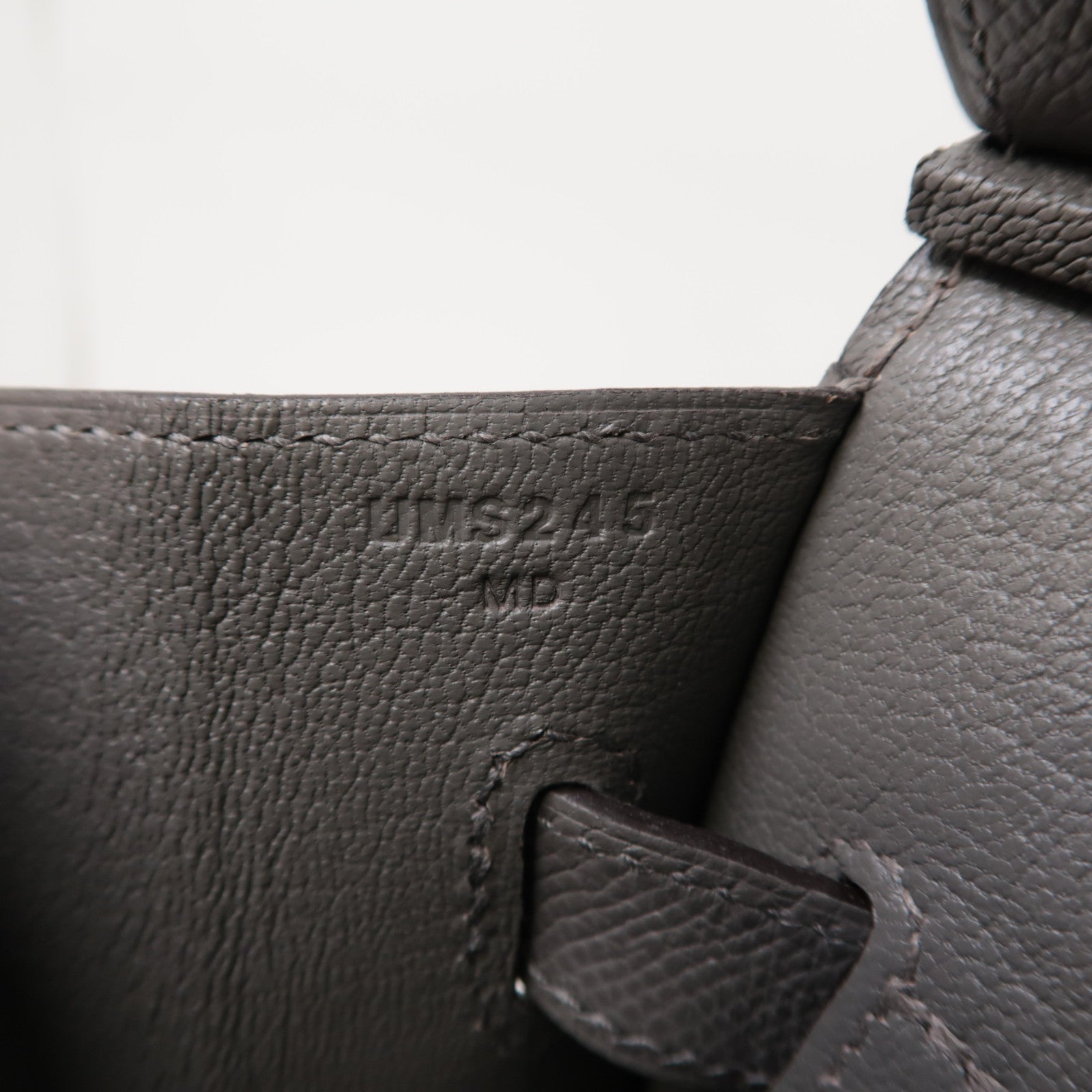 HERMES Epsom皮革Birkin 30銀扣手挽袋積雨雲灰色