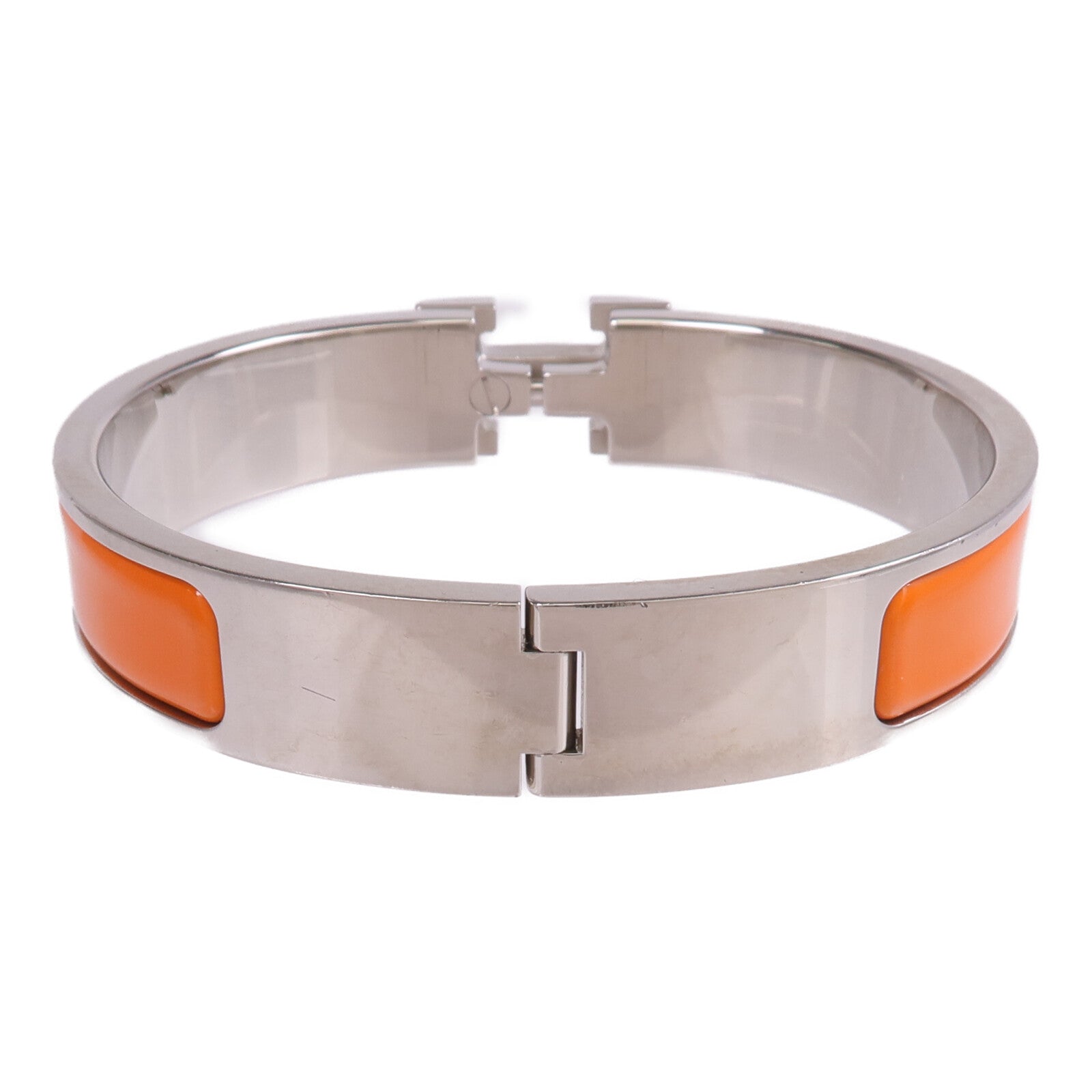 HERMES 金屬/琺瑯Clic H Bracelet銀扣手鐲