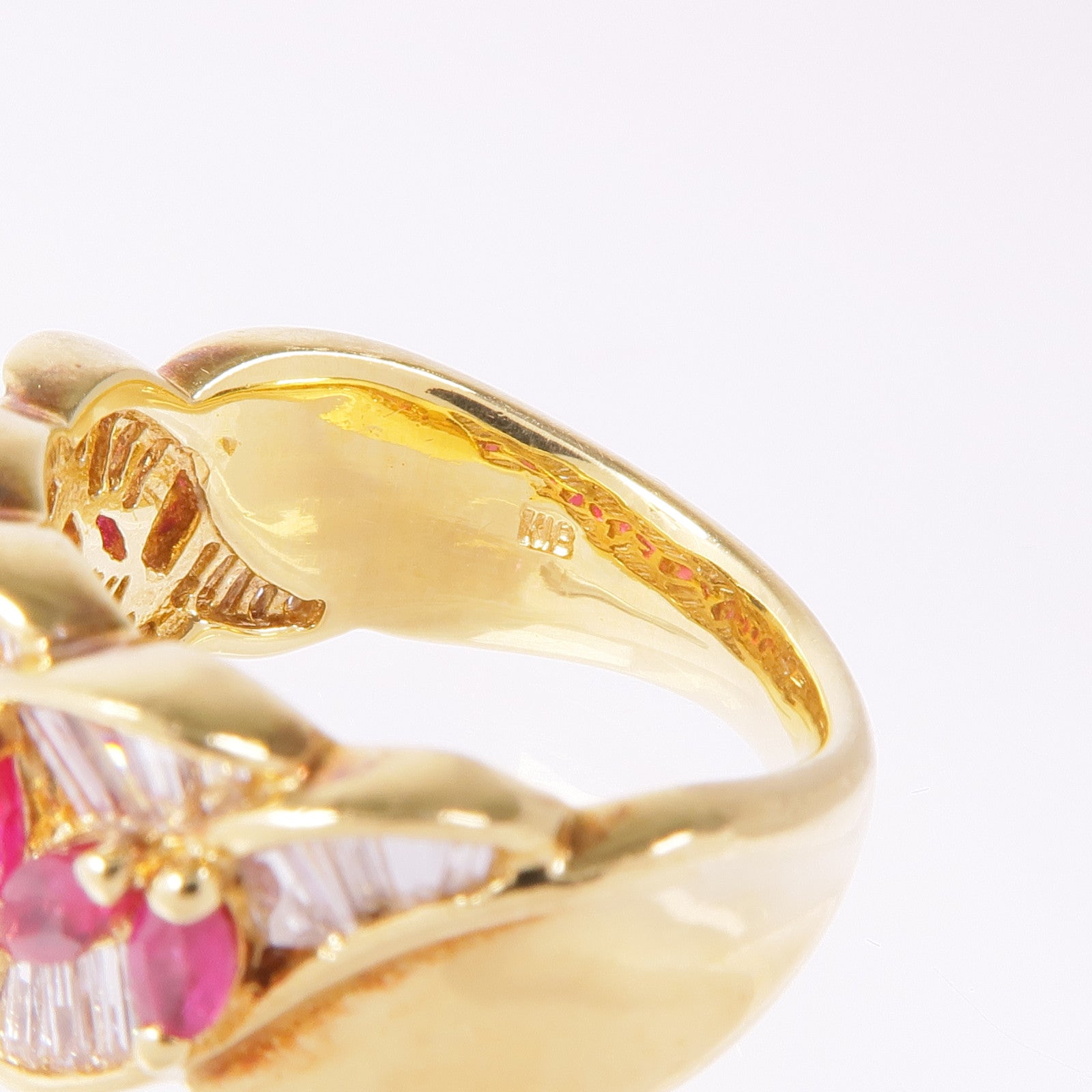 JEWELRY 【激減優惠】18K黃金Ruby Diamond Ring紅寶石/鑽石戒指US#5.5